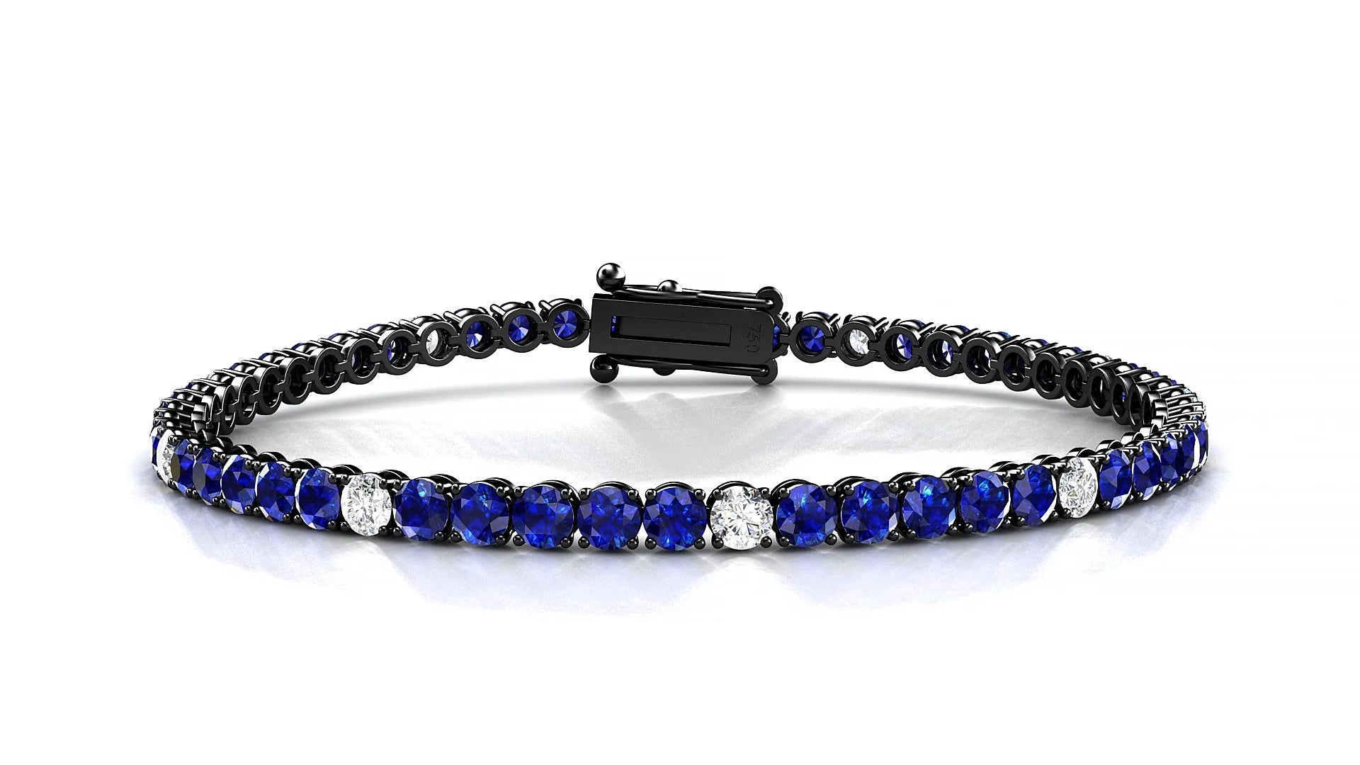 Firenze 5-1 | 18k Black Gold 3 mm Round Natural Sapphire & Diamond Tennis Bracelet