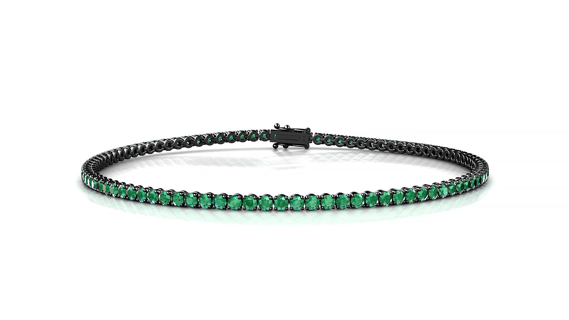 Firenze | 18k Black Gold 1.7 mm Round Natural Emerald Tennis Bracelet