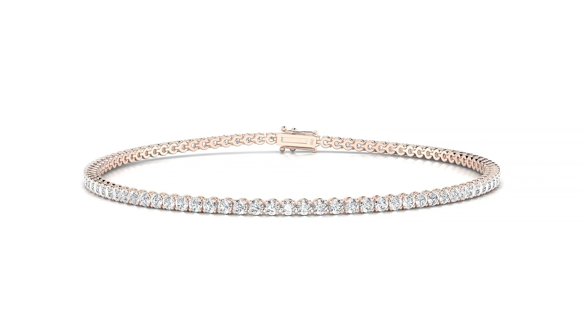 Firenze | 18k Rose Gold 1.7 mm Round Lab-Grown Diamond 18 cm Tennis Bracelet