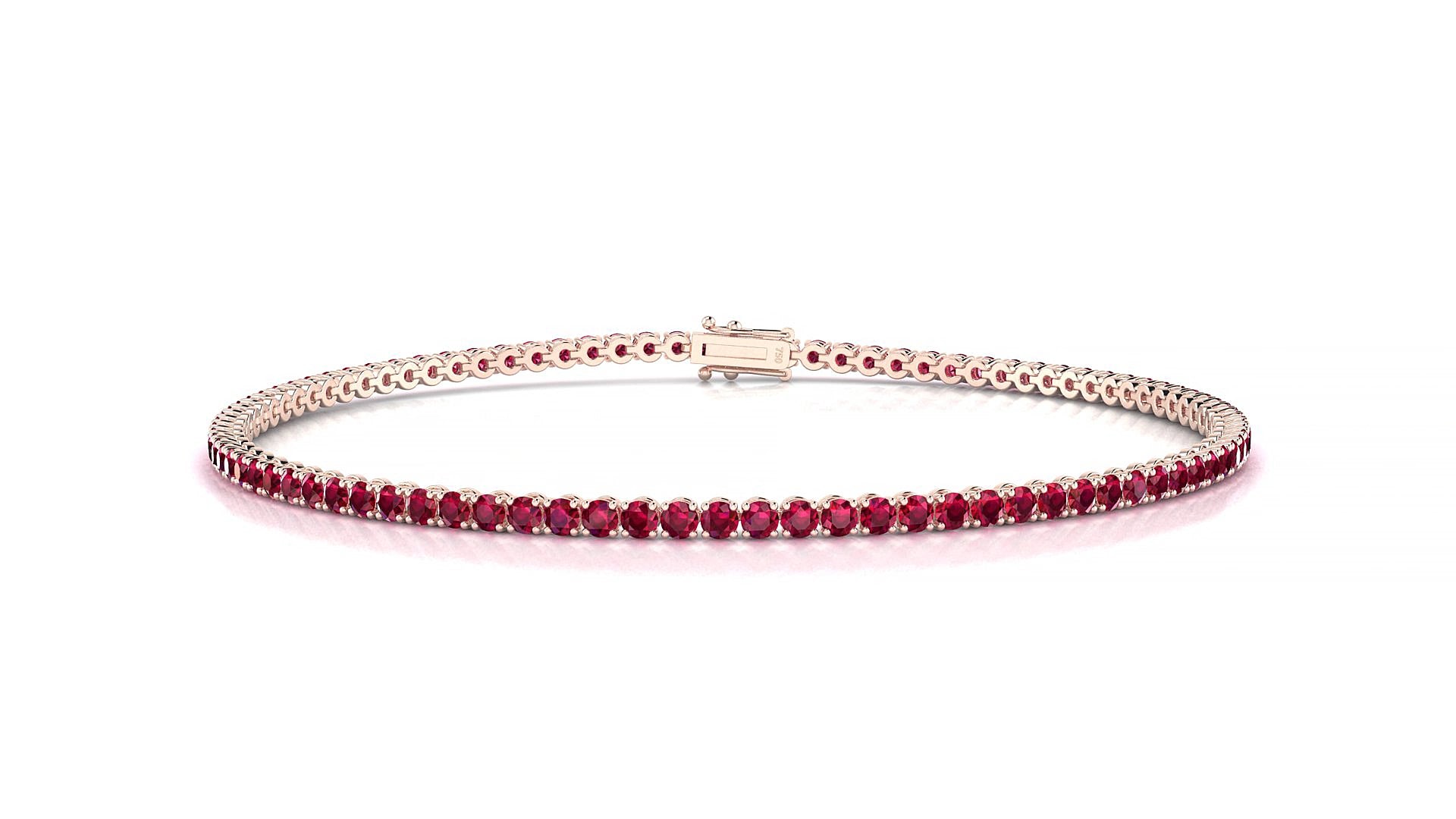 Firenze | 18k Rose Gold 1.7 mm Round Natural Ruby 15 cm Tennis Bracelet