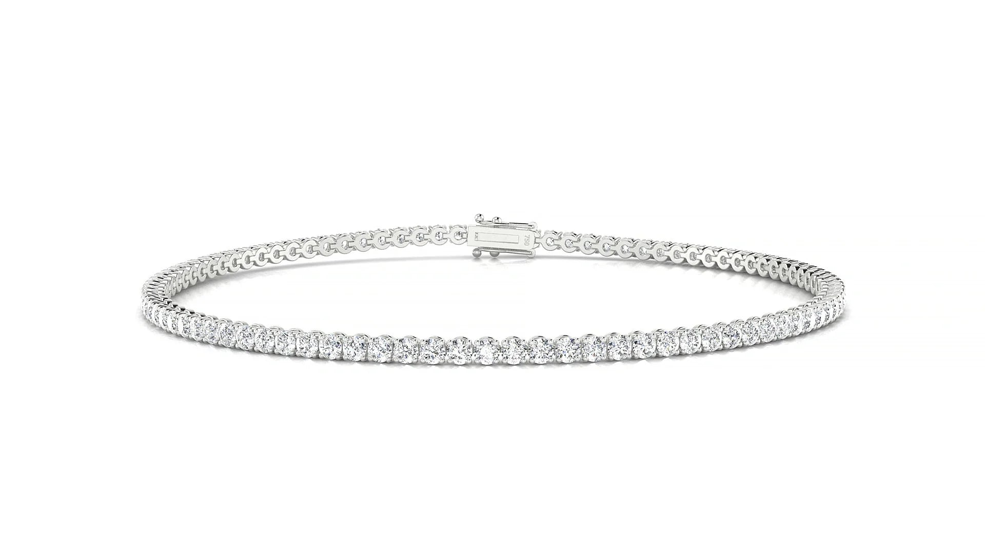 Firenze | 18k White Gold 1.7 mm Round Lab-Grown Diamond 18 cm Tennis Bracelet