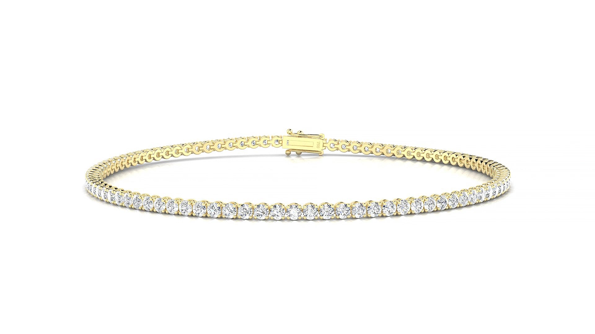 Firenze | 18k Yellow Gold 1.7 mm Round Natural Diamond 15 cm Tennis Bracelet