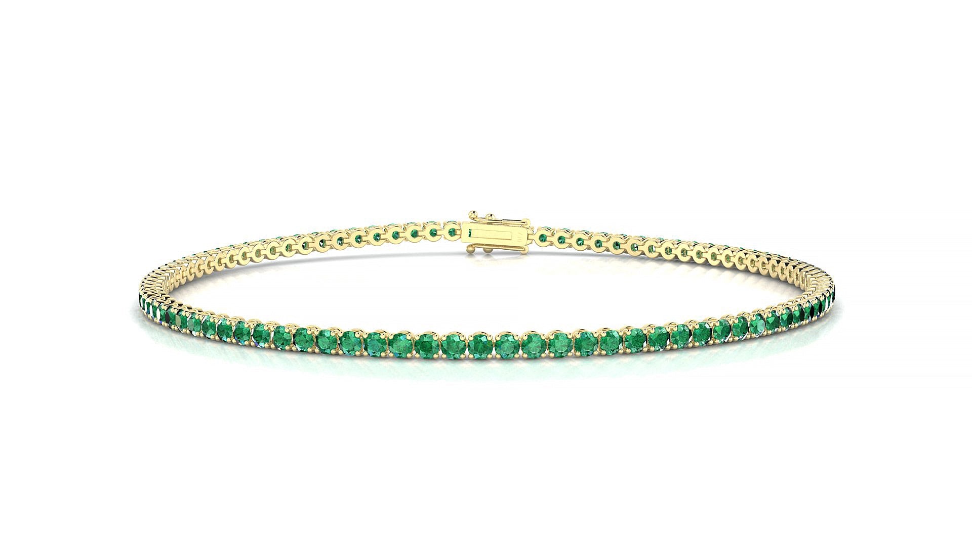 Firenze | 18k Yellow Gold 1.7 mm Round Natural Emerald Tennis Bracelet