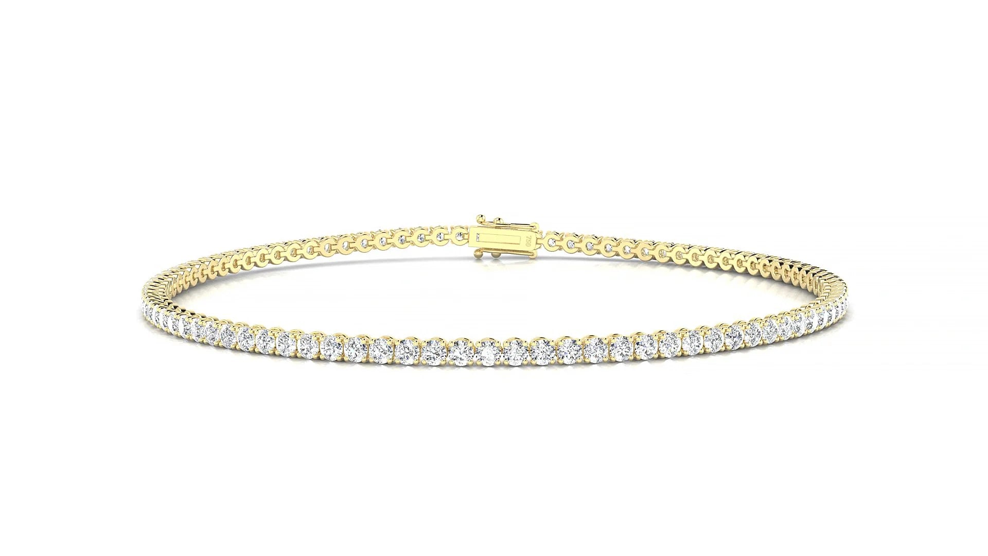 Firenze | 18k Yellow Gold 1.7 mm Round Lab-Grown Diamond 18 cm Tennis Bracelet