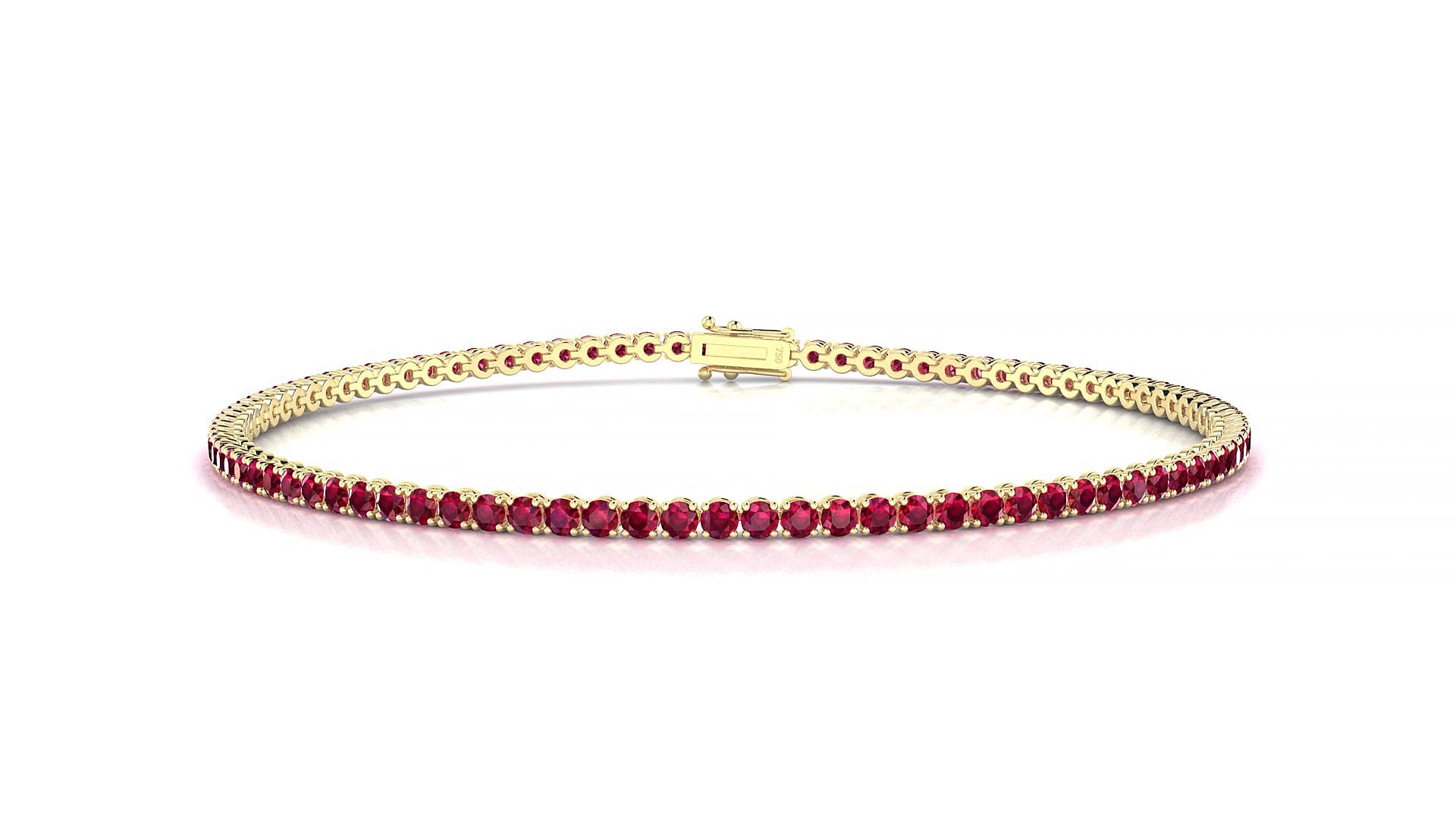 Firenze | 18k Yellow Gold 1.7 mm Round Natural Ruby 15 cm Tennis Bracelet