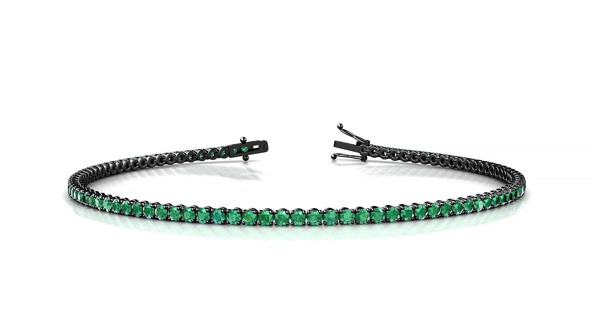 Firenze | 18k Black Gold 1.7 mm Round Natural Emerald Tennis Bracelet