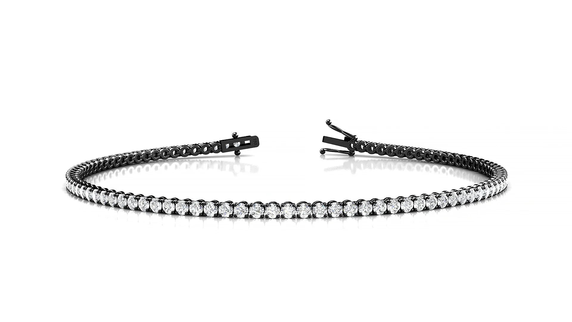 Firenze | 18k Black Gold 1.7 mm Round Lab-Grown Diamond 18 cm Tennis Bracelet
