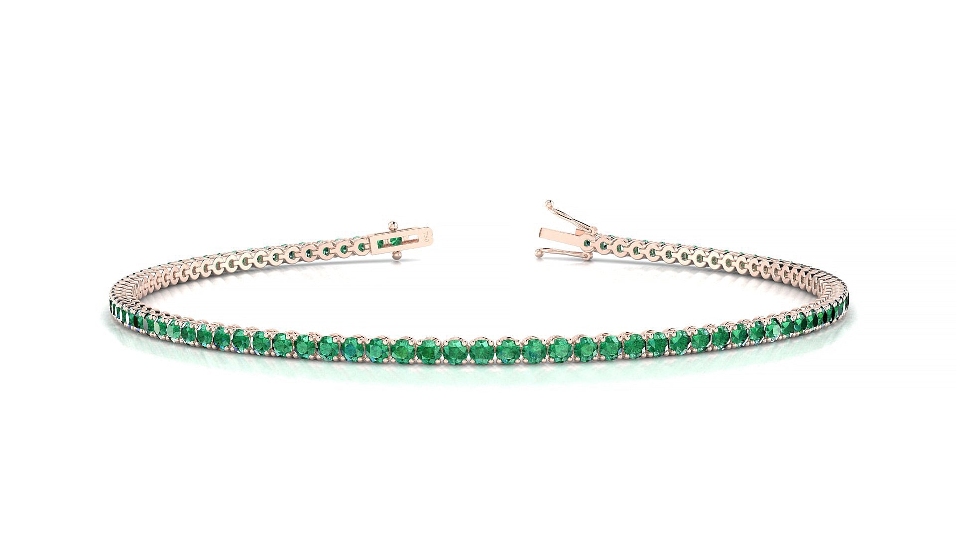 Firenze | 18k Rose Gold 1.7 mm Round Natural Emerald Tennis Bracelet