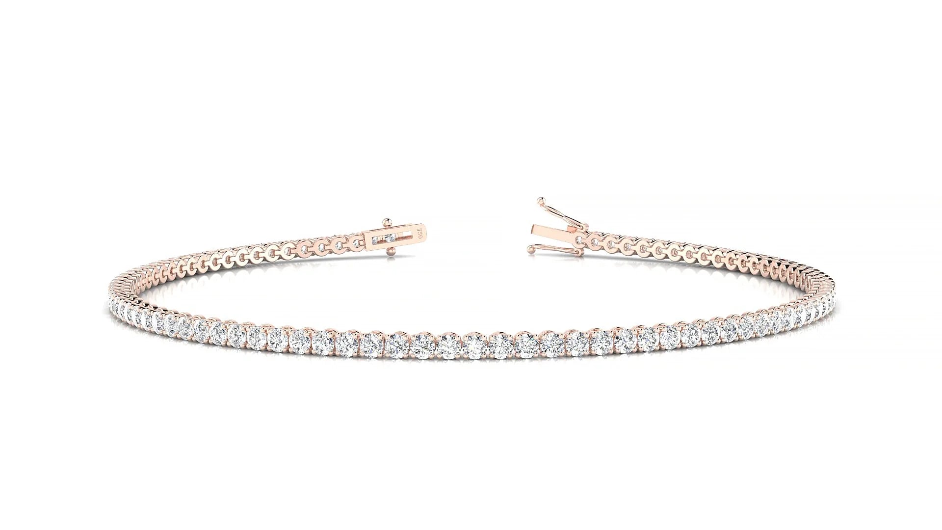 Firenze | 18k Rose Gold 1.7 mm Round Lab-Grown Diamond 18 cm Tennis Bracelet