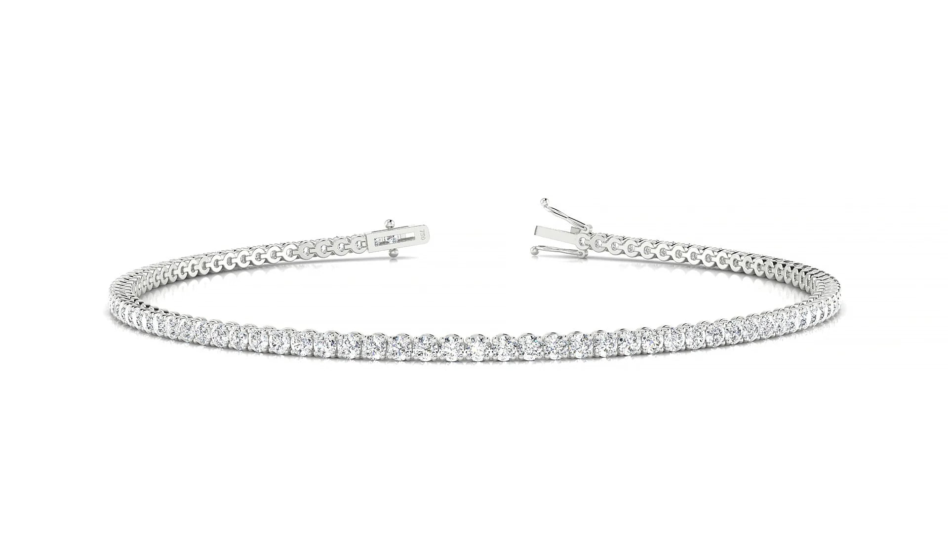 Firenze | 18k White Gold 1.7 mm Round Lab-Grown Diamond 18 cm Tennis Bracelet