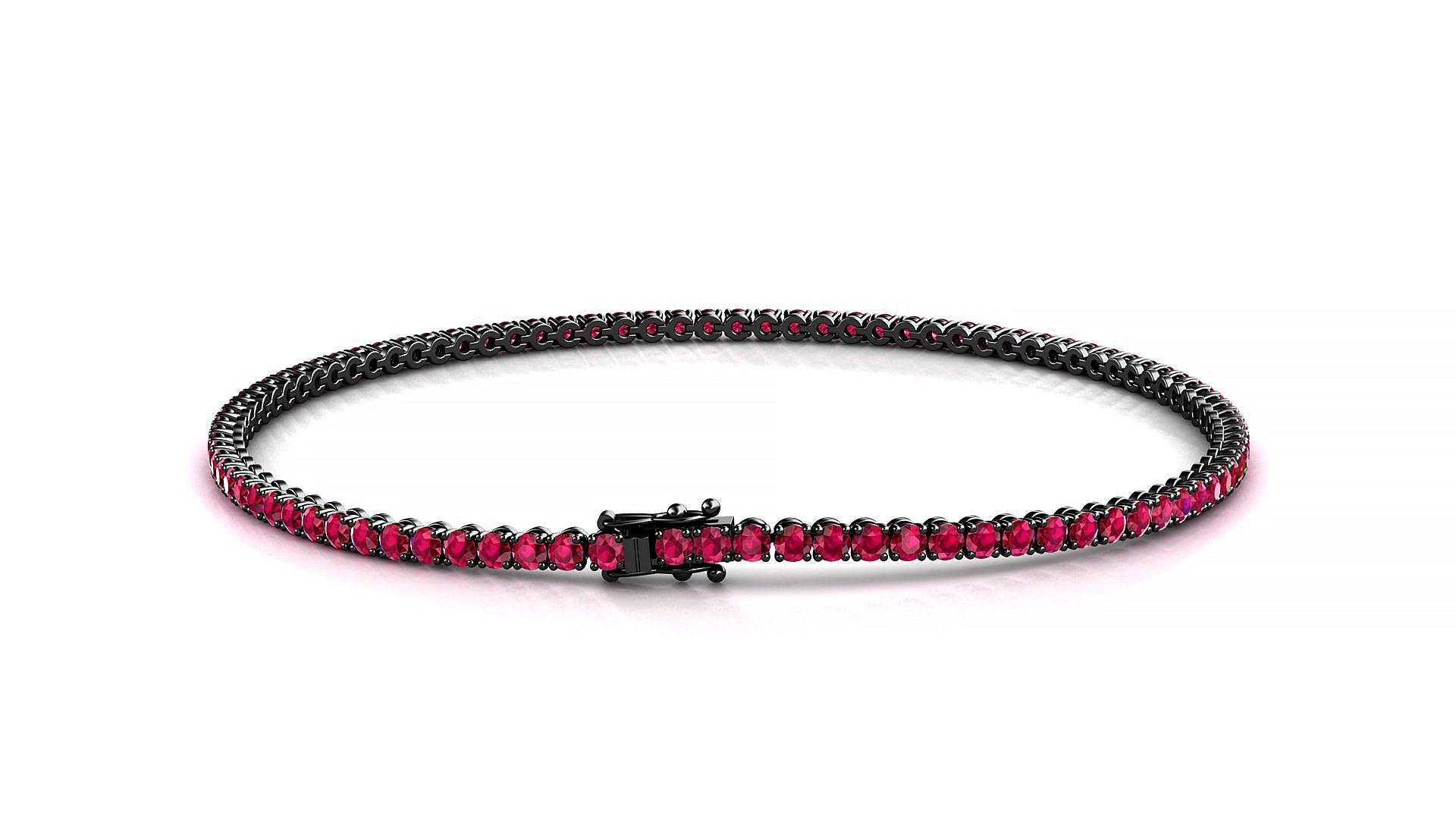 Firenze | 18k Black Gold 1.7 mm Round Natural Ruby Tennis Bracelet