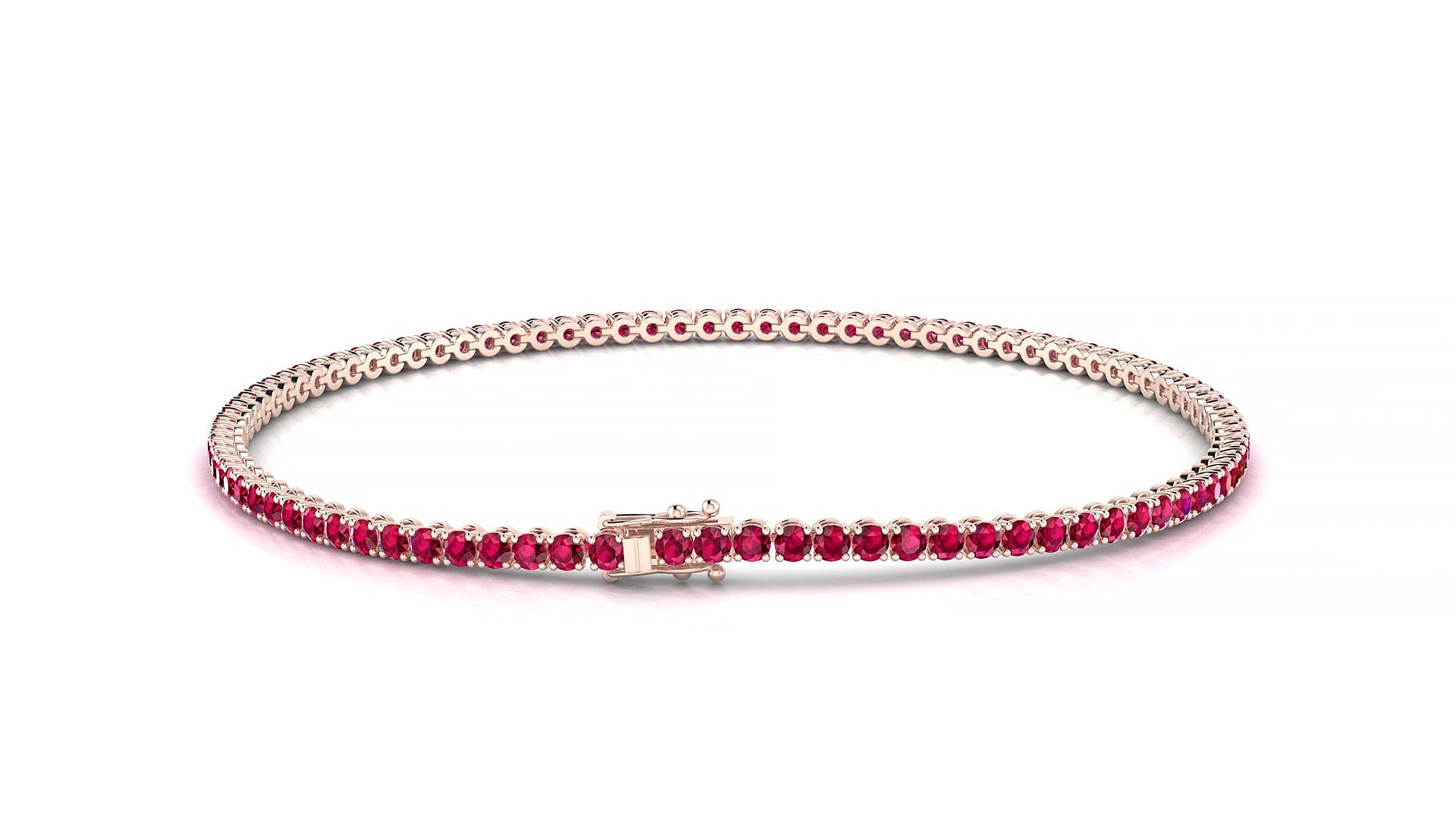 Firenze | 18k Rose Gold 1.7 mm Round Natural Ruby 15 cm Tennis Bracelet