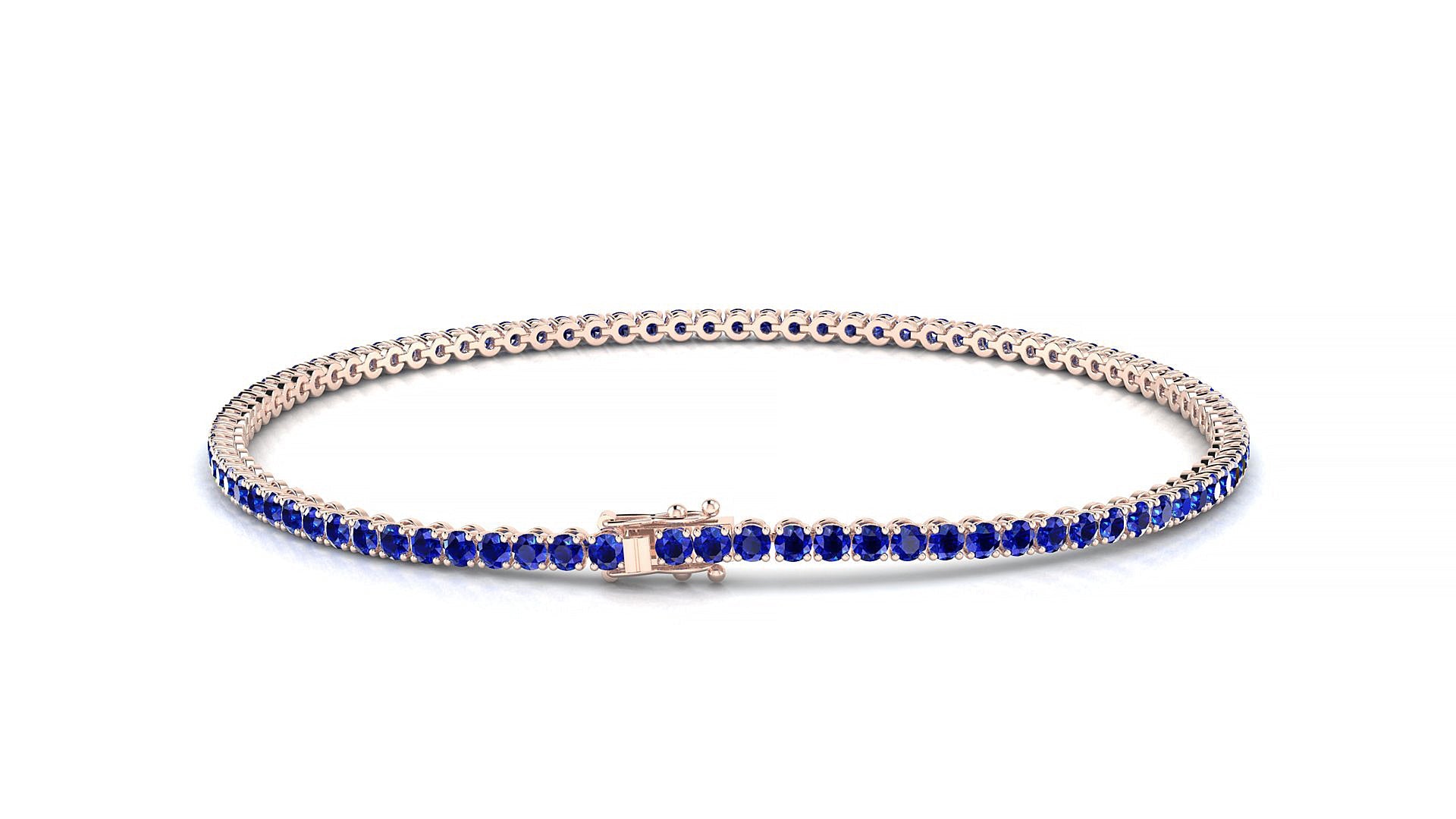 Firenze | 18k Rose Gold 1.7 mm Round Natural Sapphire Tennis Bracelet