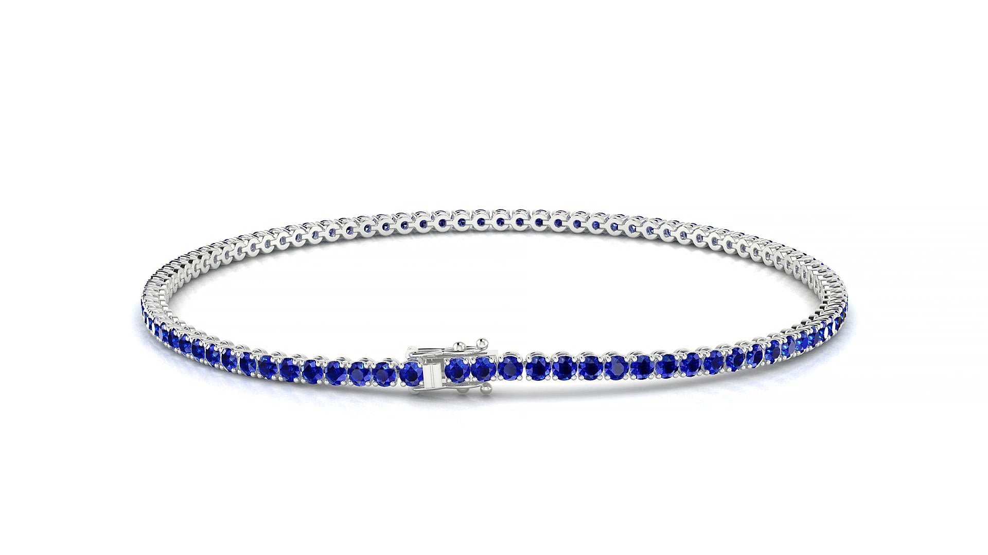 Firenze | 18k White Gold 1.7 mm Round Natural Sapphire 16 cm Tennis Bracelet
