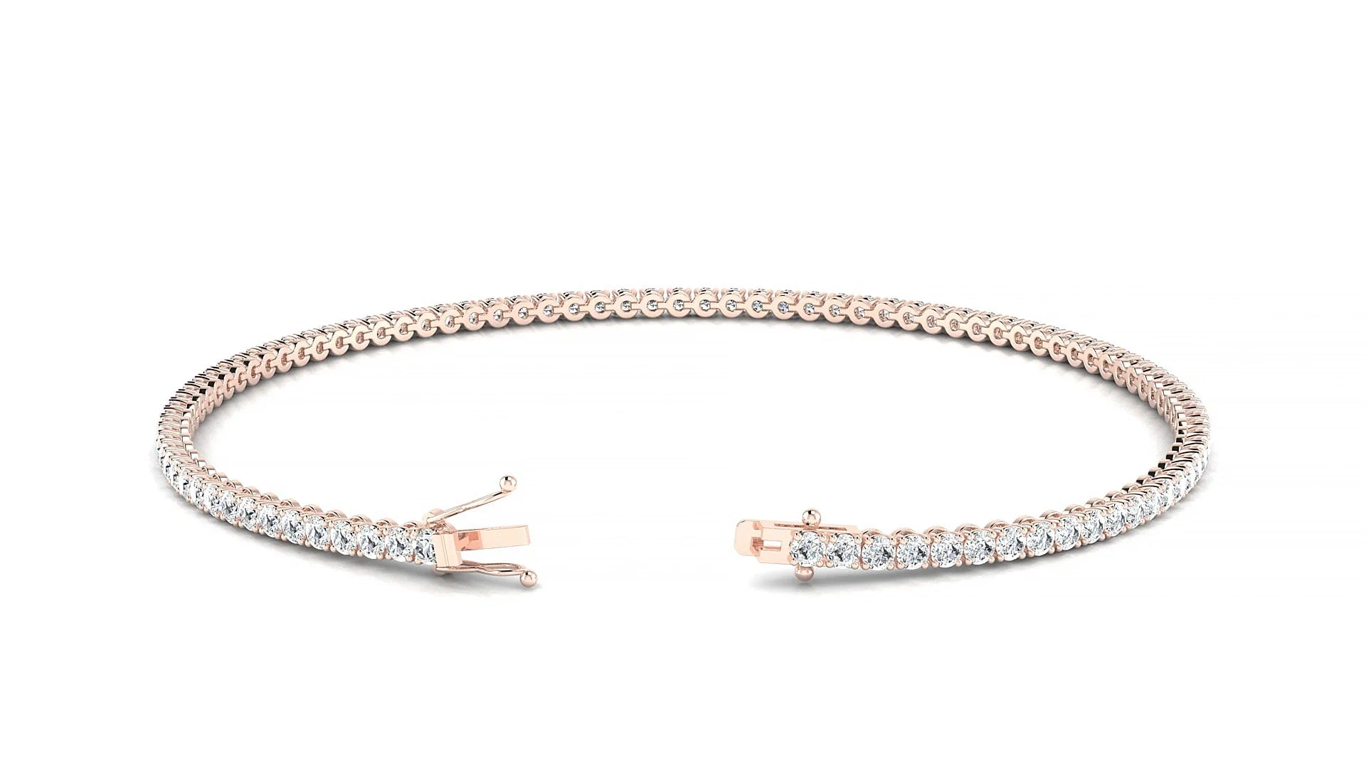 Firenze | 18k Rose Gold 1.7 mm Round Lab-Grown Diamond 18 cm Tennis Bracelet