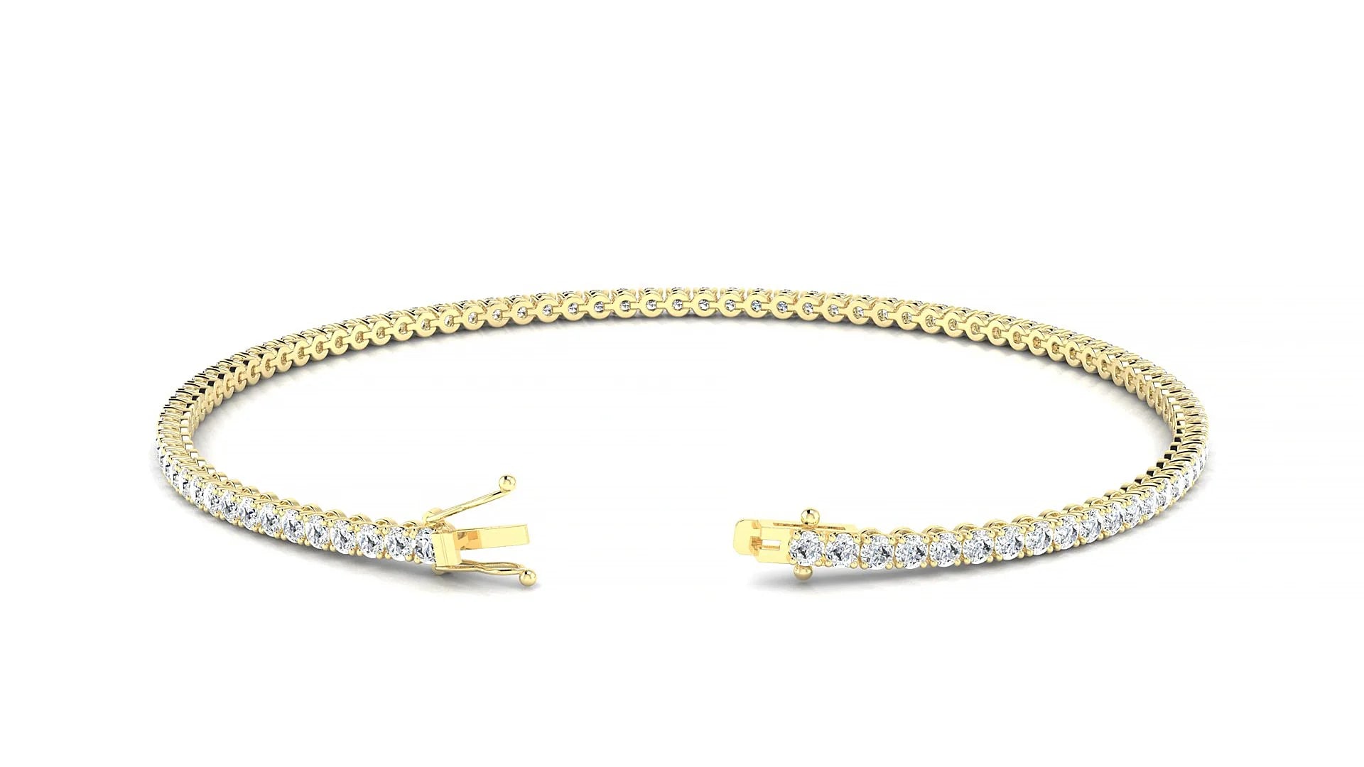 Firenze | 18k Yellow Gold 1.7 mm Round Lab-Grown Diamond 18 cm Tennis Bracelet