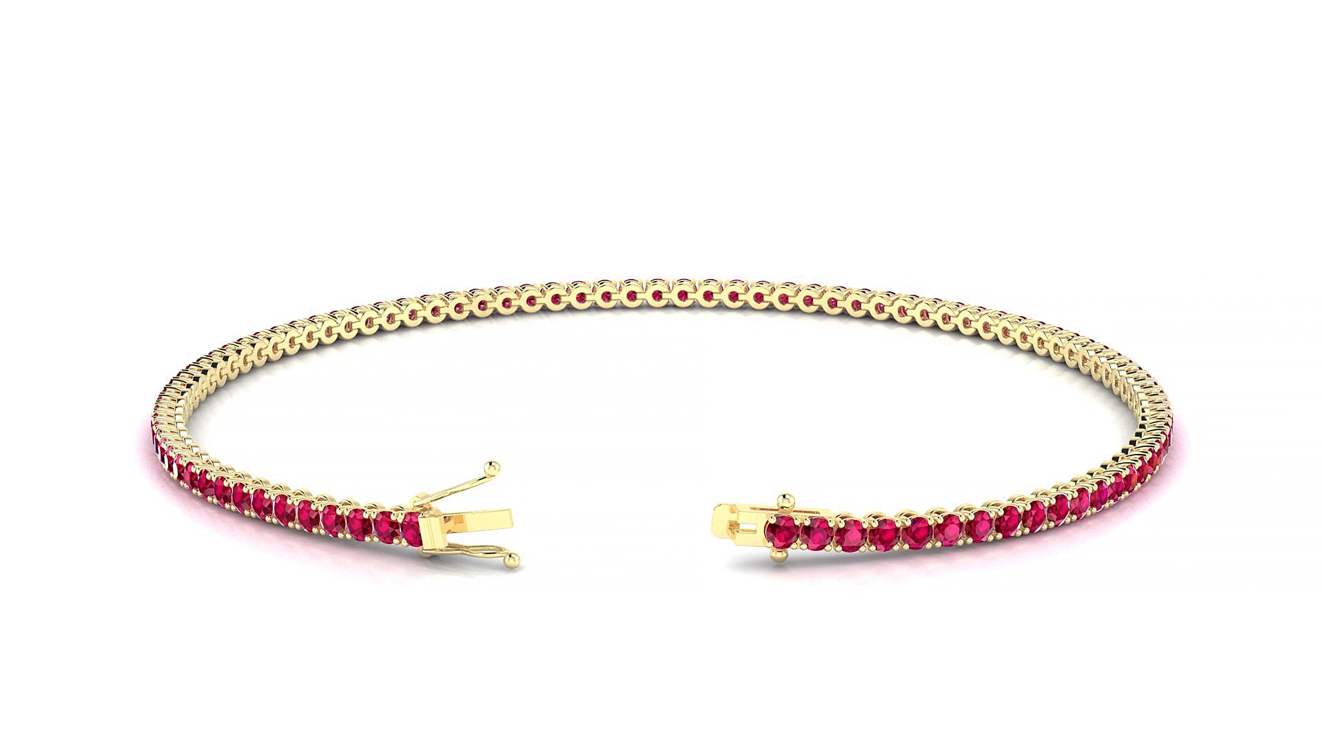 Firenze | 18k Yellow Gold 1.7 mm Round Natural Ruby 15 cm Tennis Bracelet