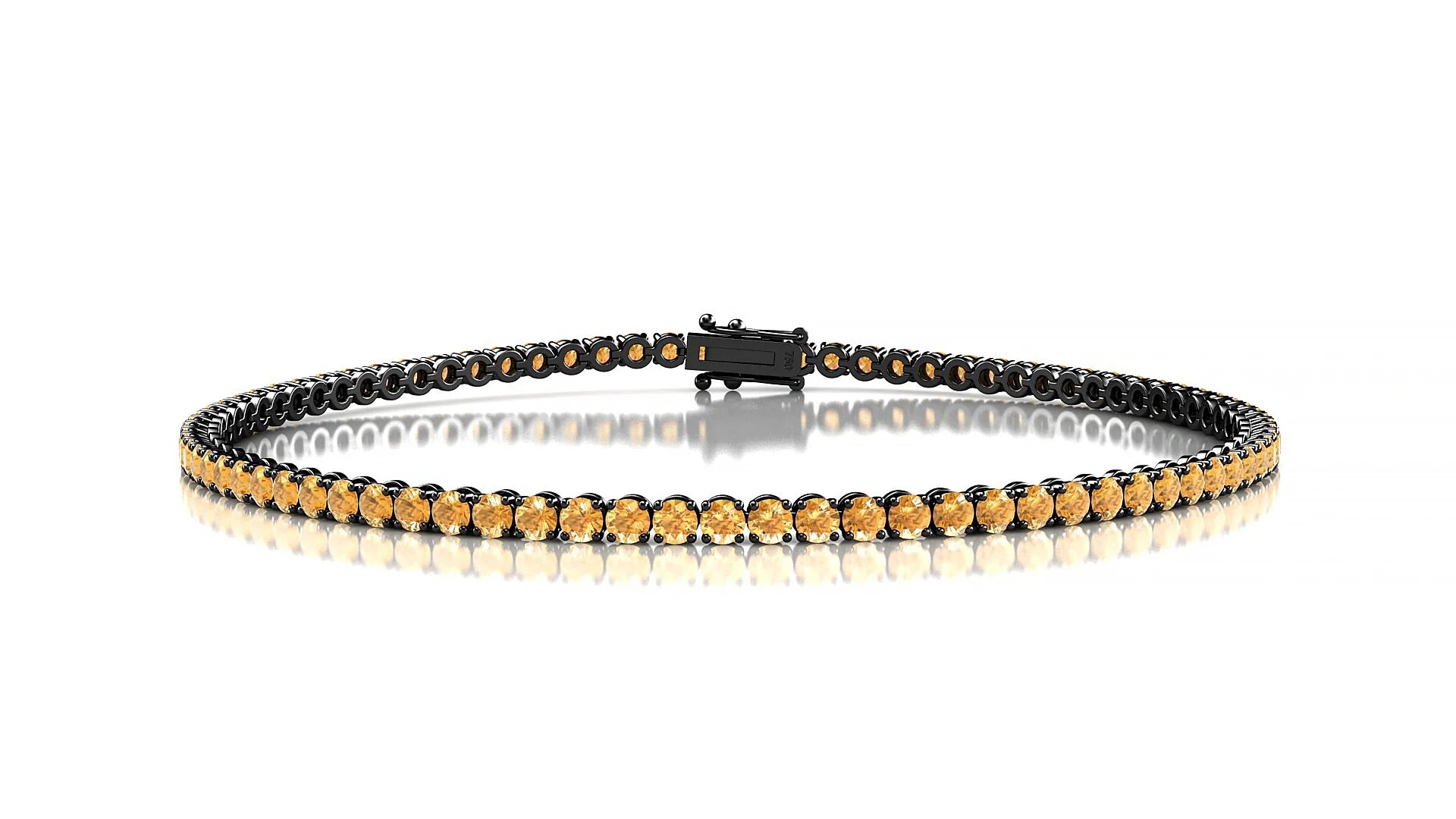 Firenze | 18k Black Gold 2 mm Round Natural Citrine Tennis Bracelet