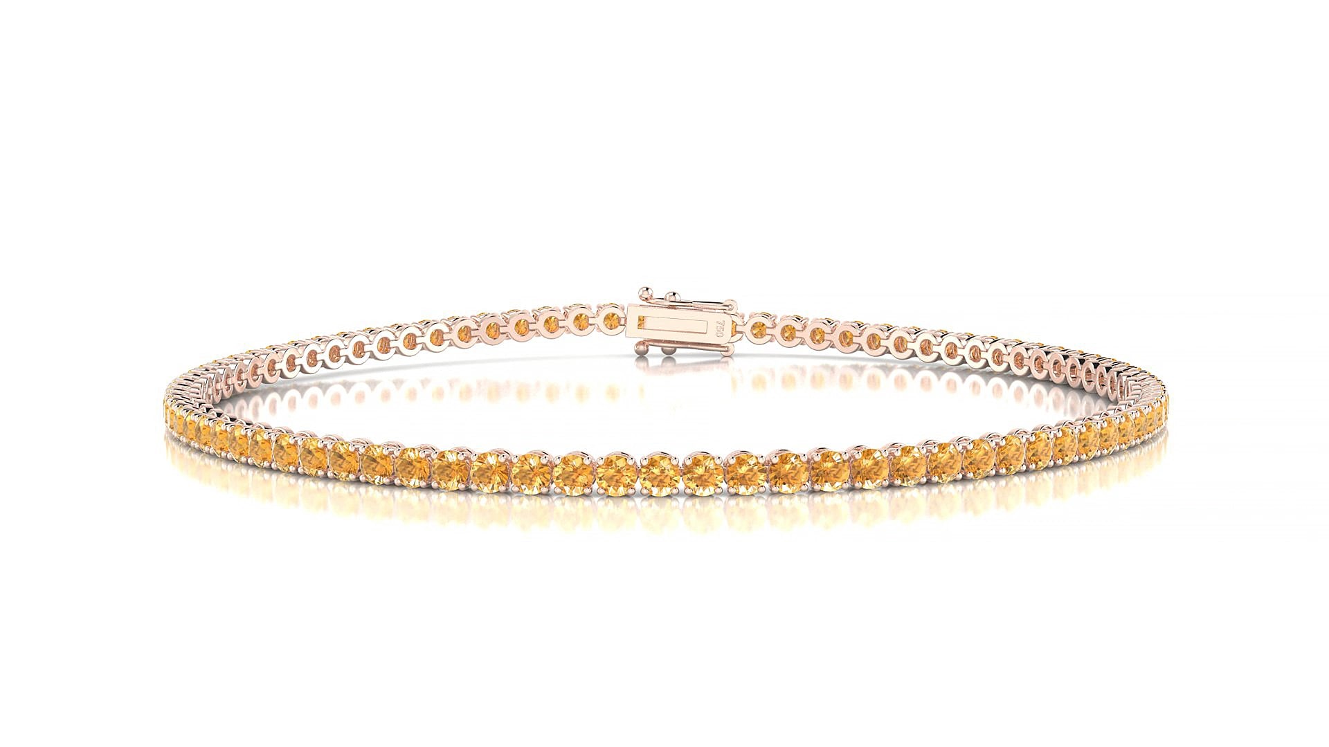 Firenze | 18k Rose Gold 2 mm Round Natural Citrine 20 cm Tennis Bracelet