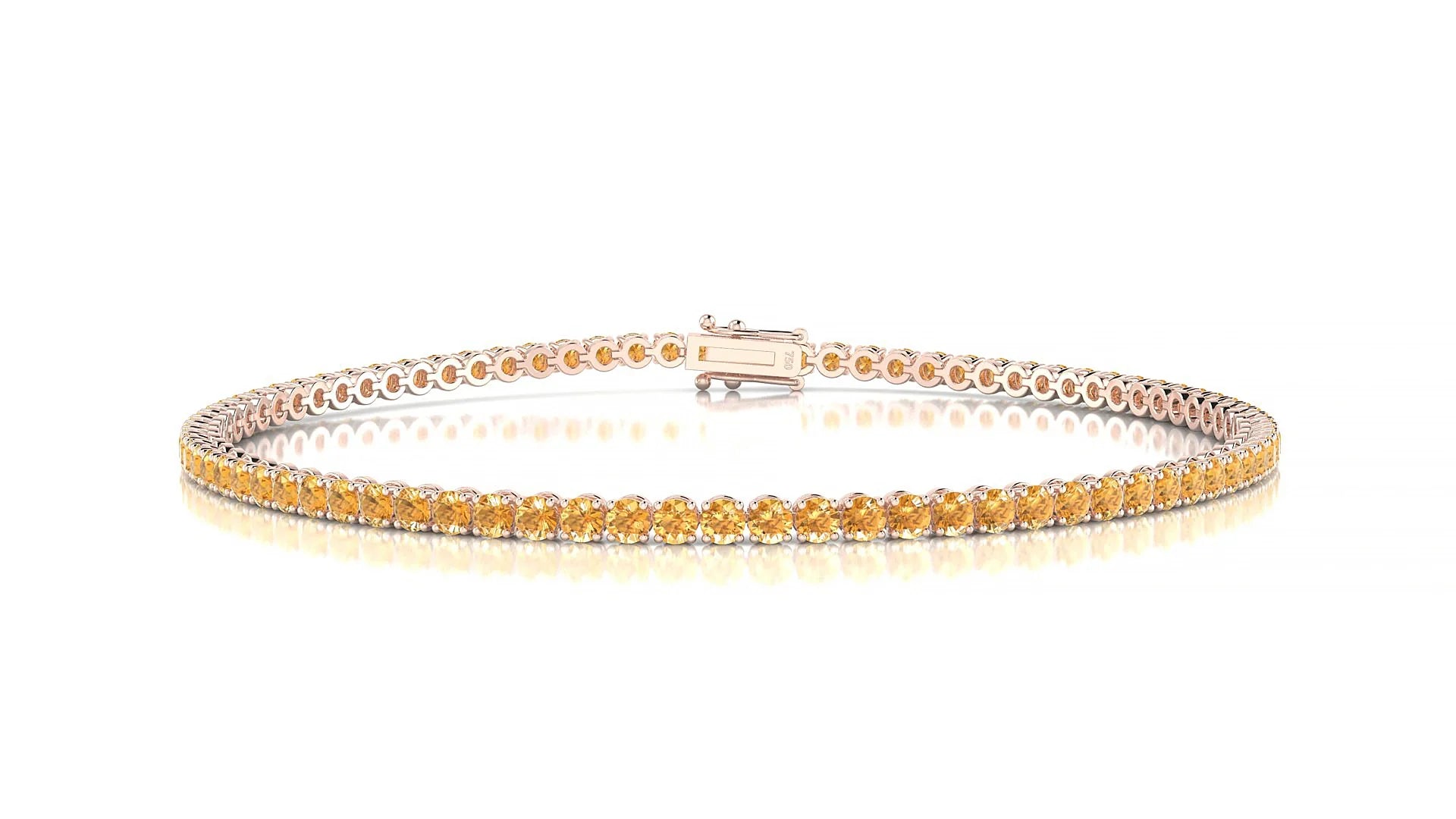 Firenze | 18k Rose Gold 2 mm Round Natural Citrine Tennis Bracelet
