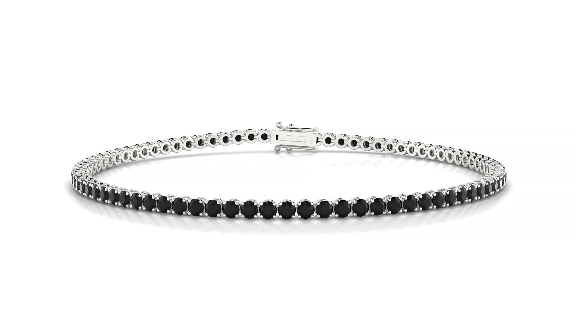 Firenze | 18k White Gold 2 mm Round Natural Black Diamond Tennis Bracelet