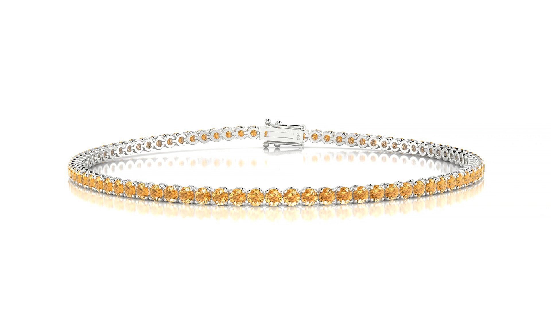 Firenze | 18k White Gold 2 mm Round Natural Citrine 15 cm Tennis Bracelet