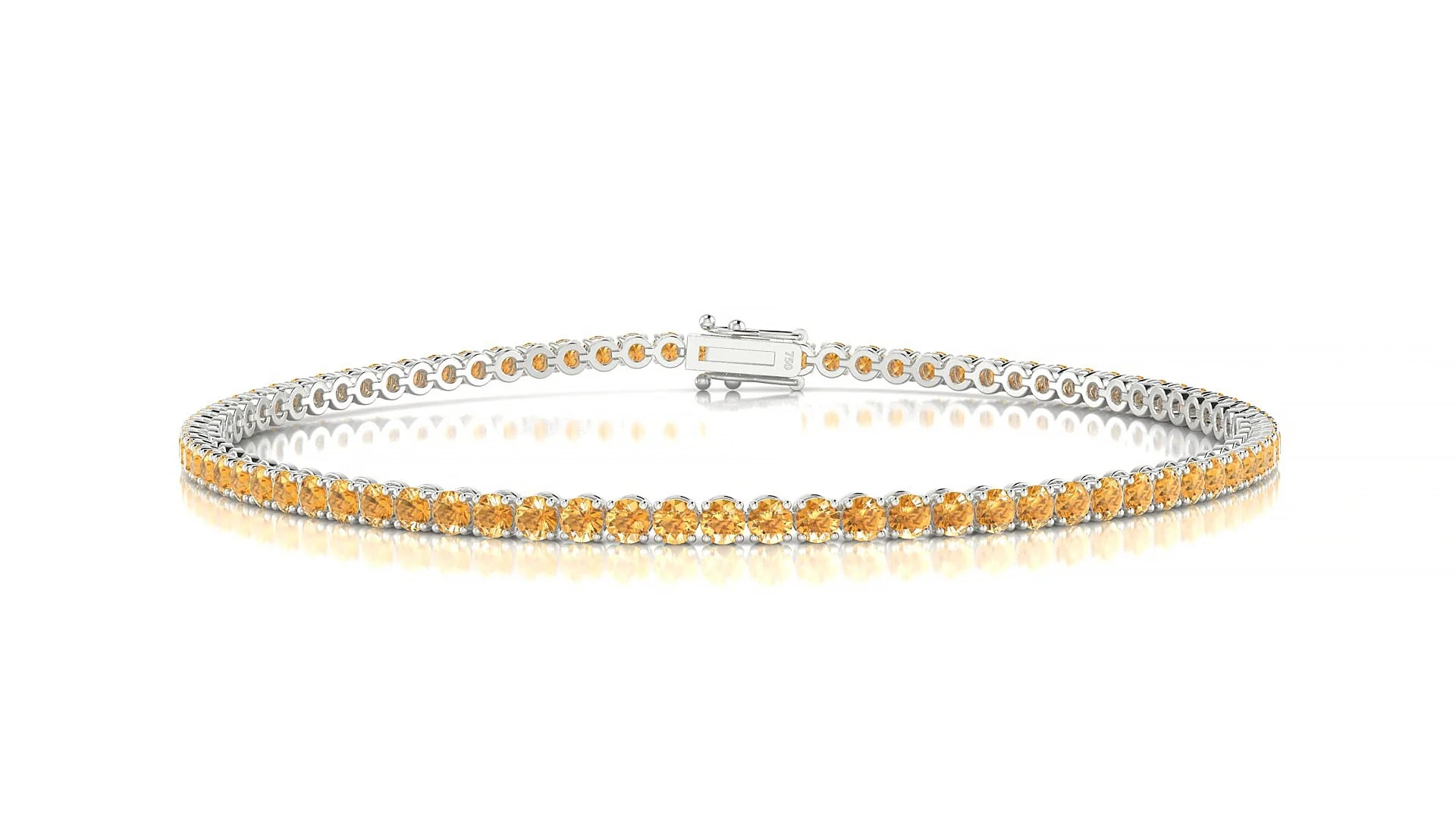 Firenze | 18k White Gold 2 mm Round Natural Citrine Tennis Bracelet
