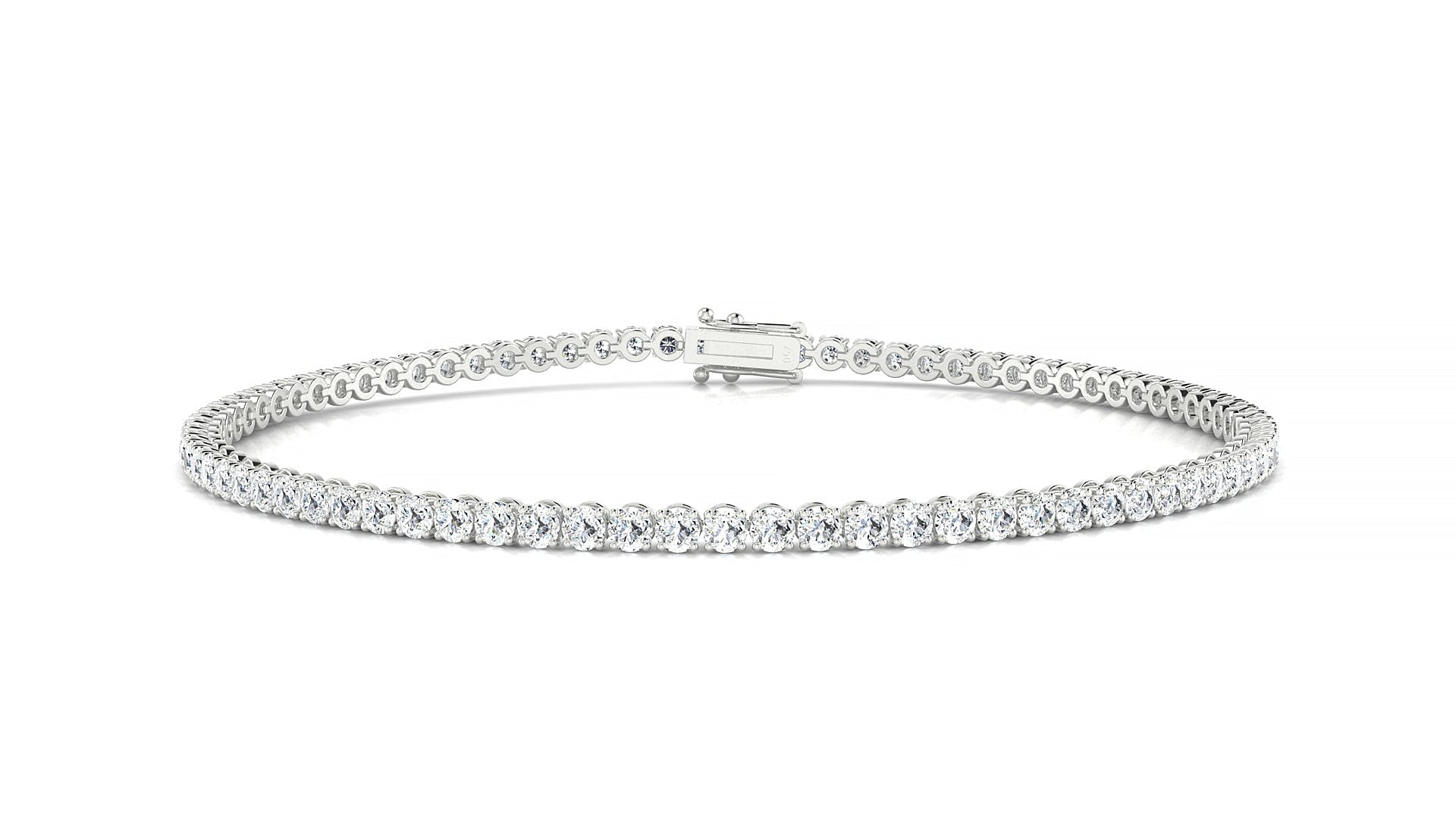 Firenze | 18k White Gold 2 mm Round Natural Diamond Tennis Bracelet