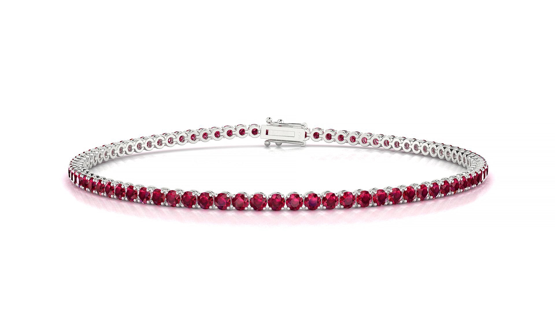 Firenze | 18k White Gold 2 mm Round Natural Ruby Tennis Bracelet