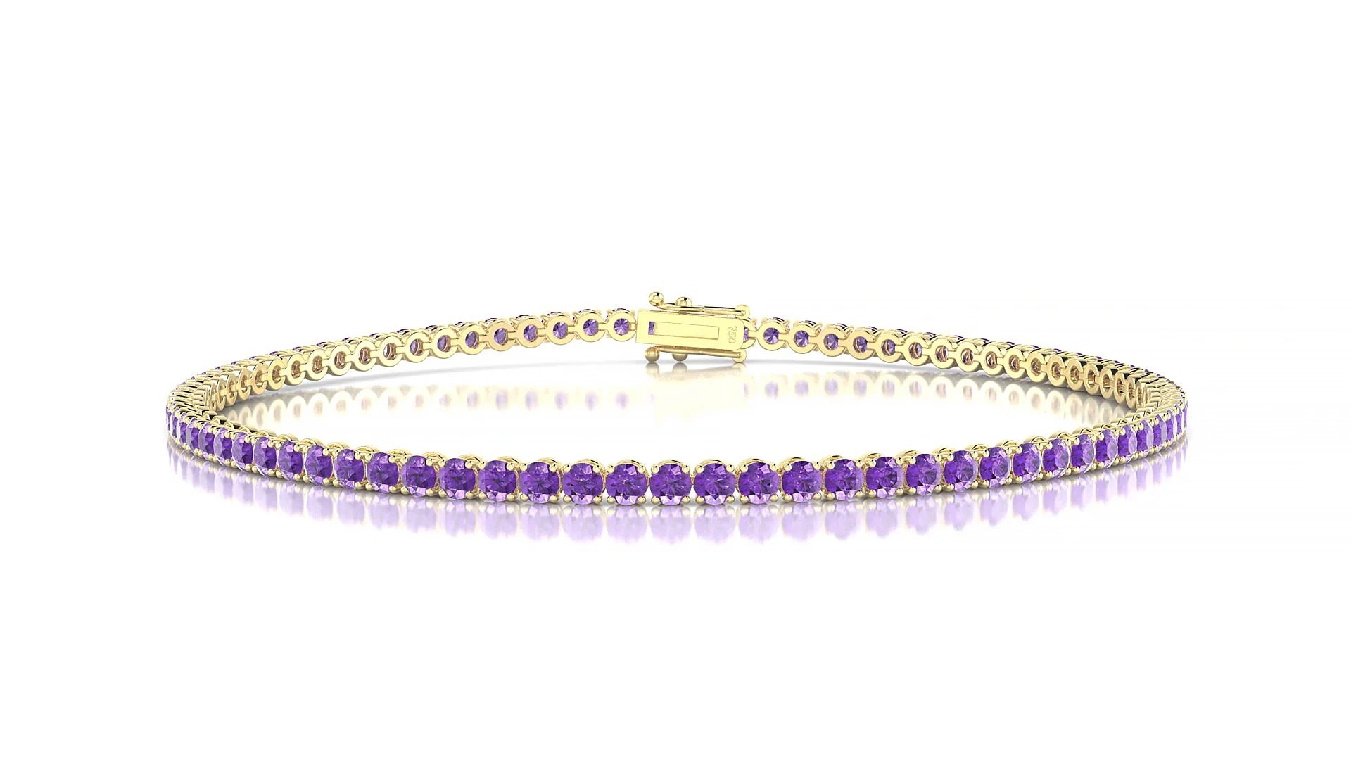 Firenze | 18k Yellow Gold 2 mm Round Natural Amethyst Tennis Bracelet