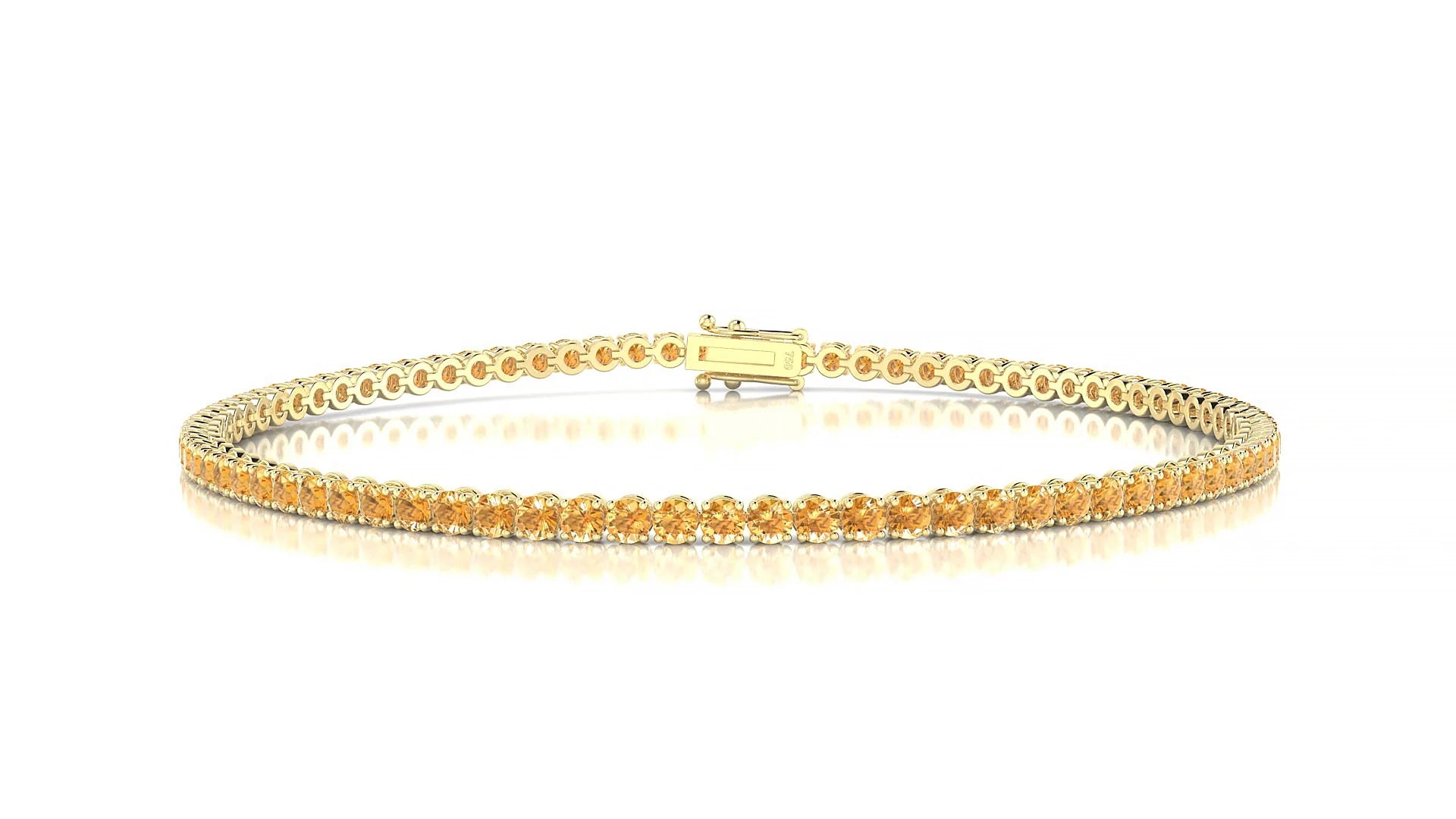 Firenze | 18k Yellow Gold 2 mm Round Natural Citrine Tennis Bracelet