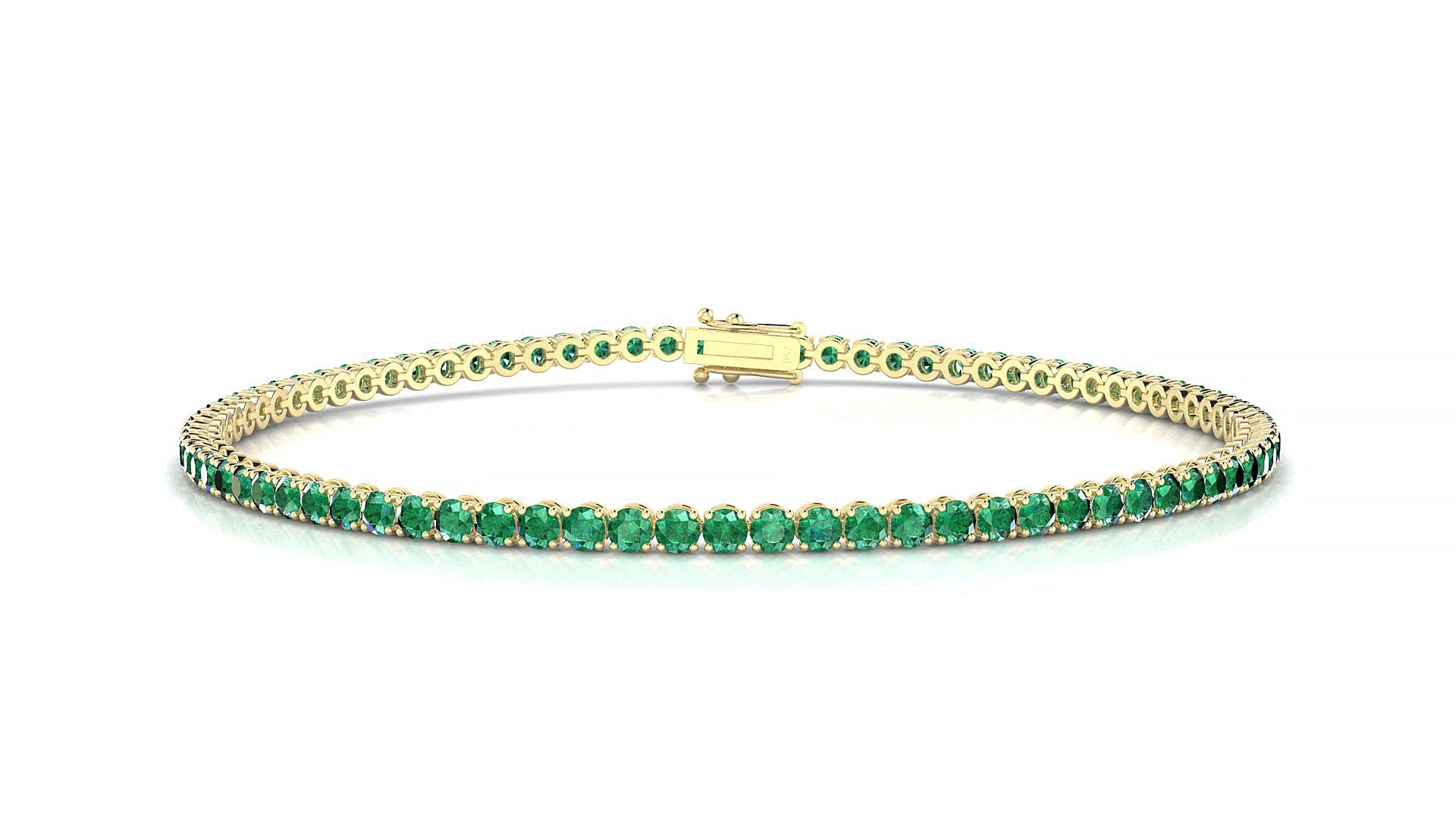 Firenze | 18k Yellow Gold 2 mm Round Natural Emerald Tennis Bracelet
