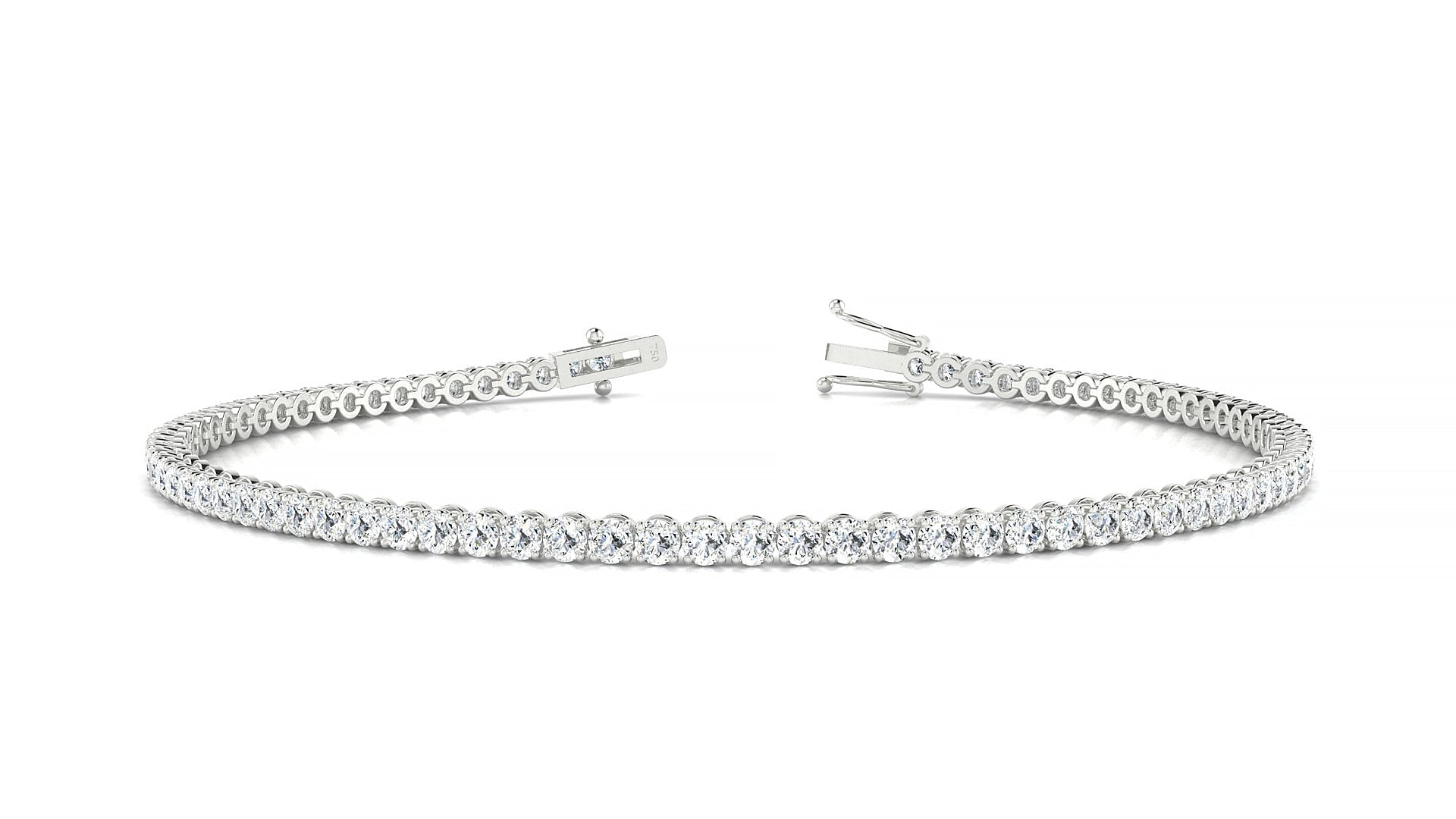 Firenze | 18k White Gold 2 mm Round Natural Diamond Tennis Bracelet
