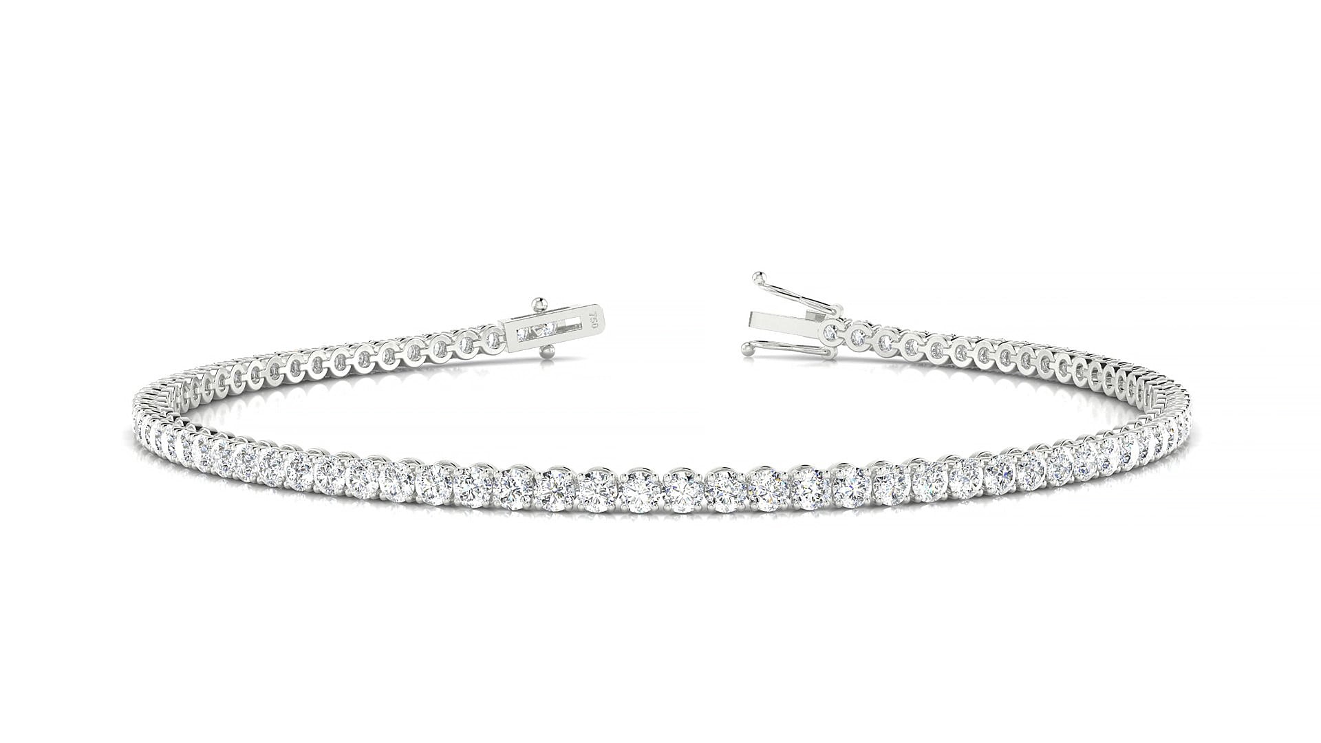Firenze | 18k White Gold 2 mm Round Lab-Grown Diamond 15 cm Tennis Bracelet