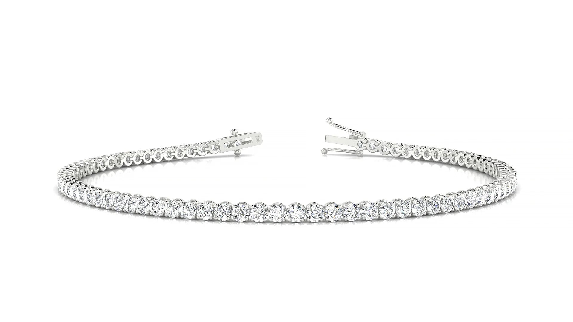 Firenze | 18k White Gold 2 mm Round Lab-Grown Diamond 18 cm Tennis Bracelet
