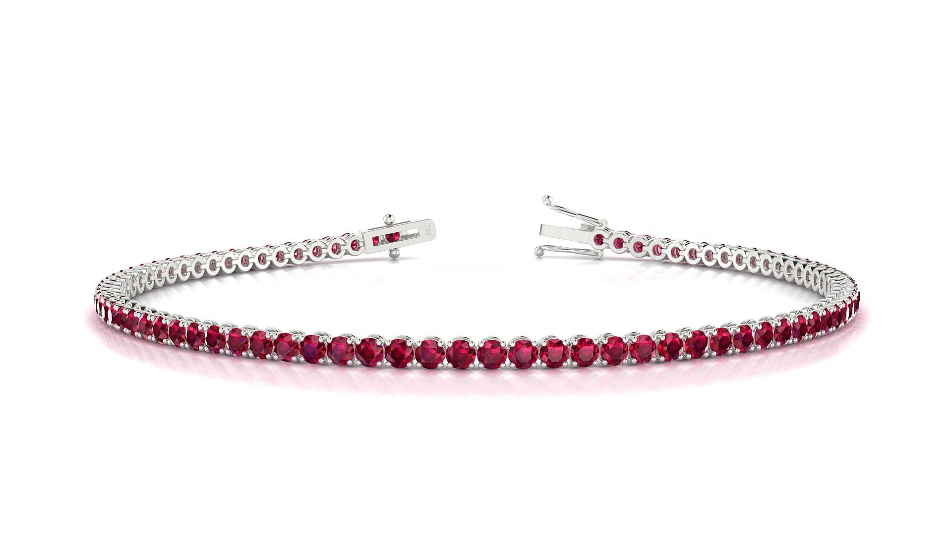 Firenze | 18k White Gold 2 mm Round Natural Ruby Tennis Bracelet