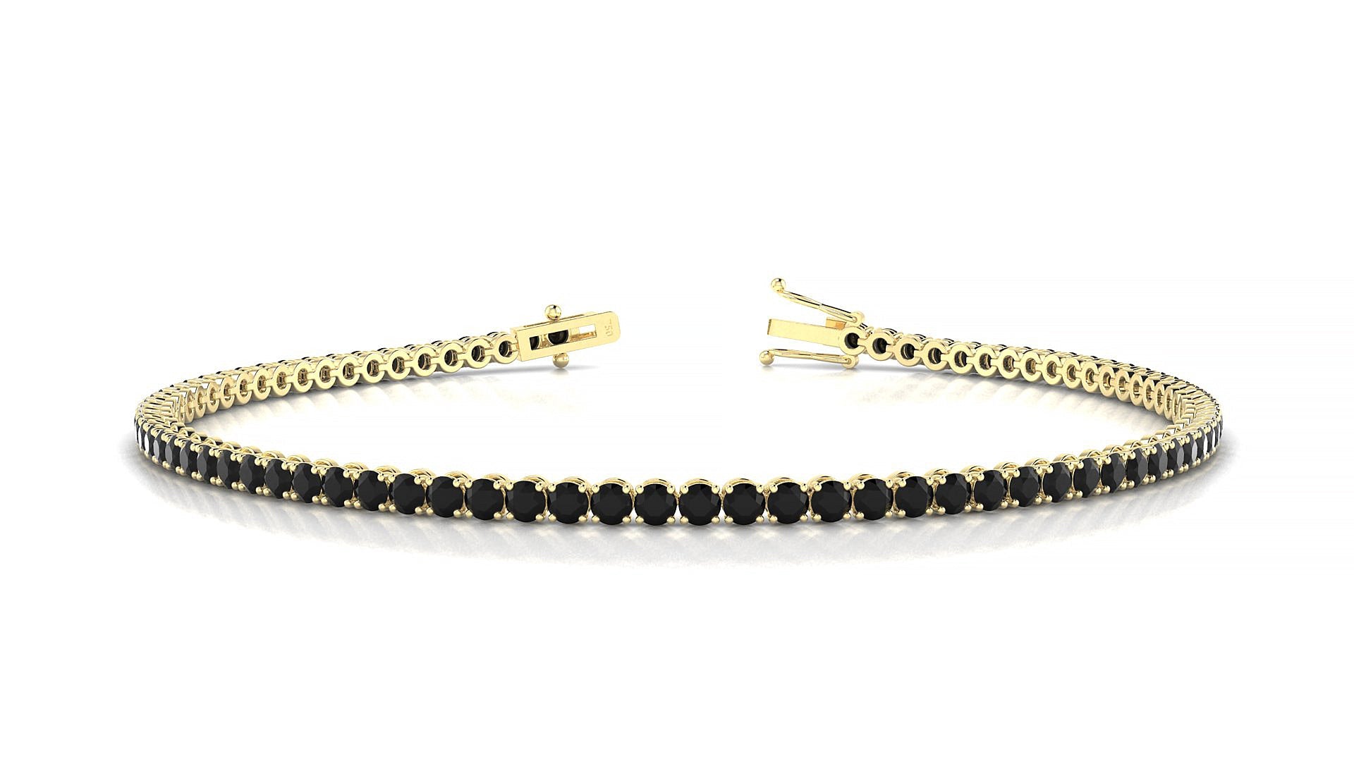 Firenze | 18k Yellow Gold 2 mm Round Natural Black Diamond Tennis Bracelet