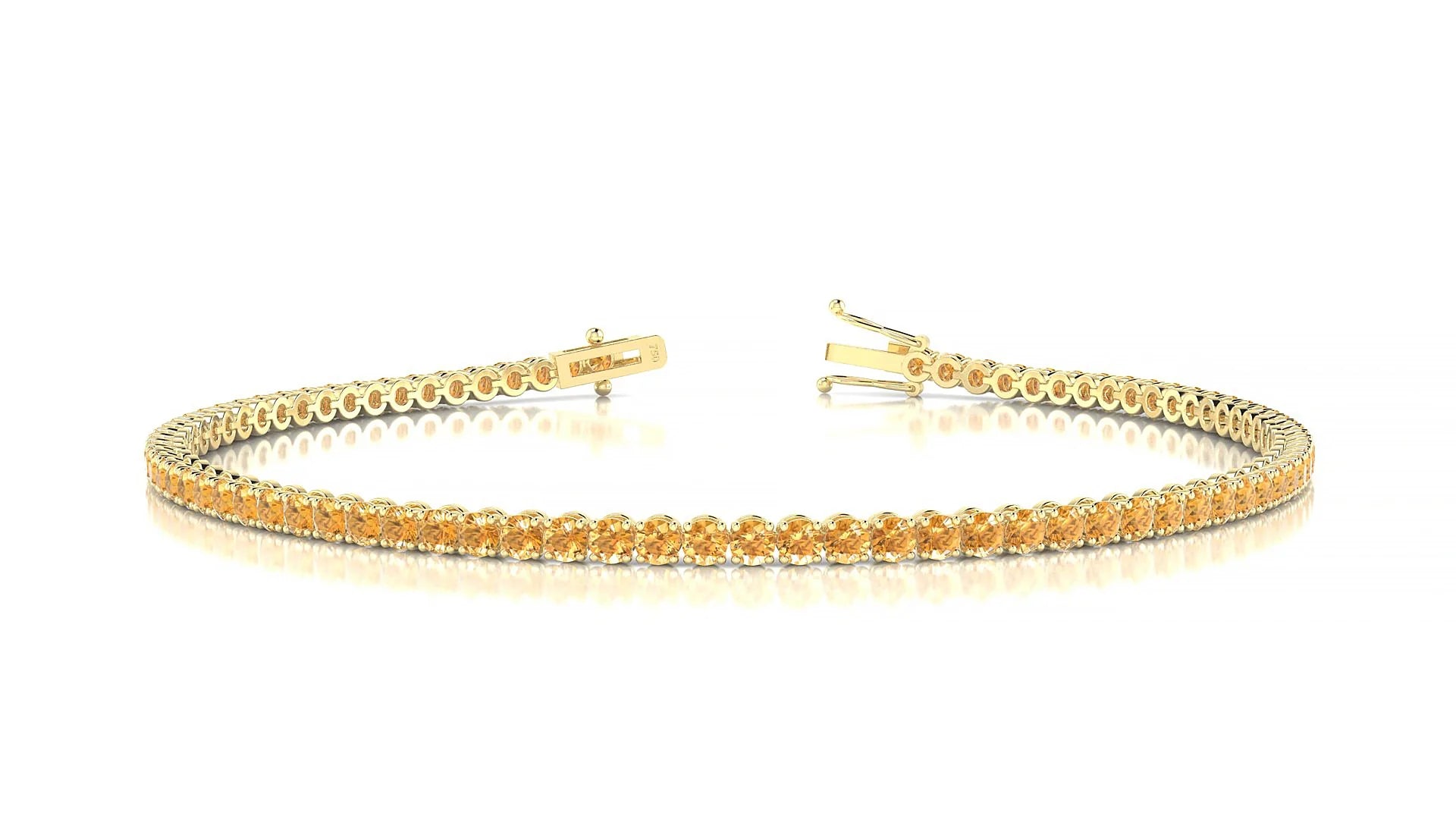 Firenze | 18k Yellow Gold 2 mm Round Natural Citrine Tennis Bracelet