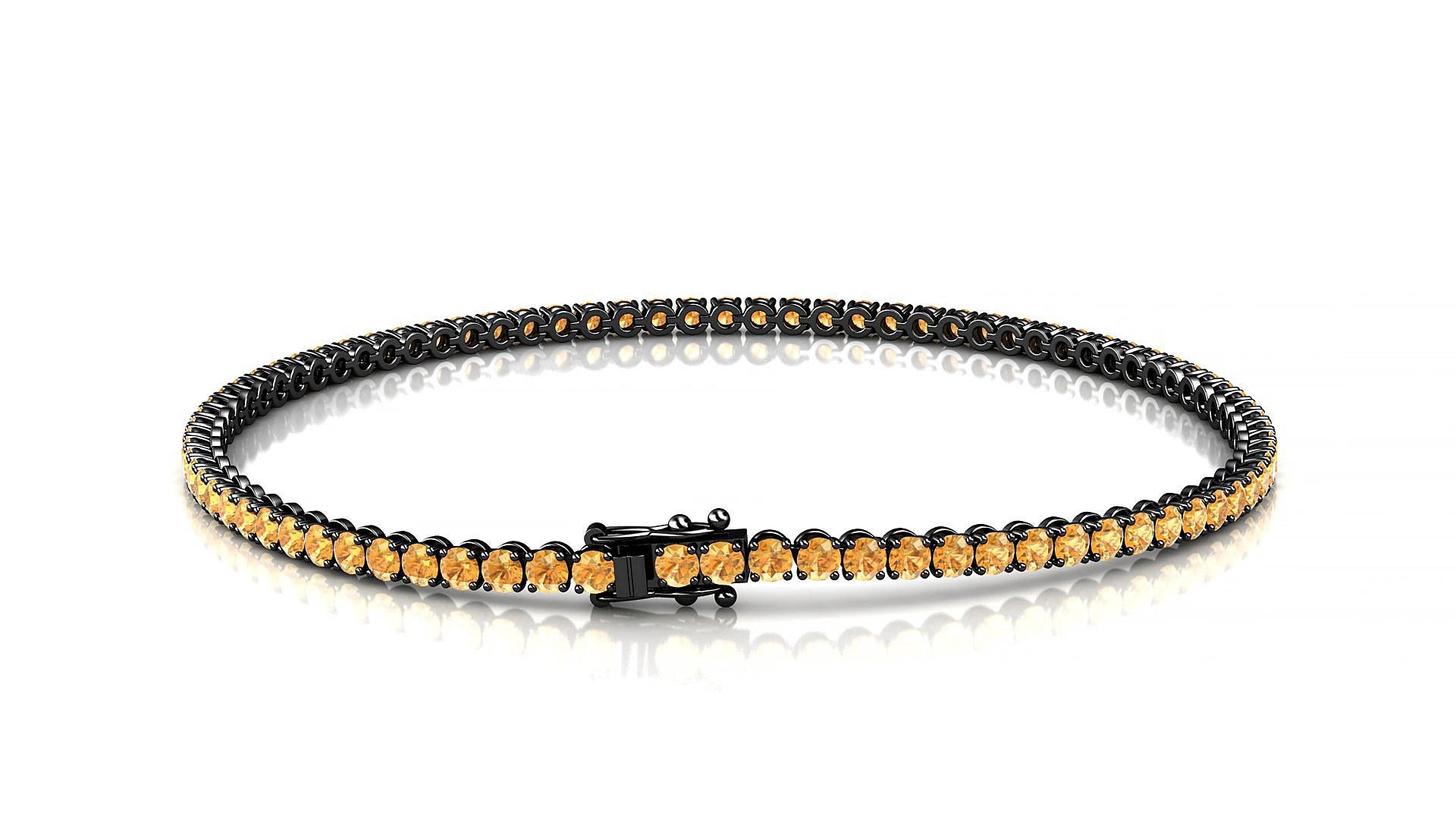 Firenze | 18k Black Gold 2 mm Round Natural Citrine 17 cm Tennis Bracelet