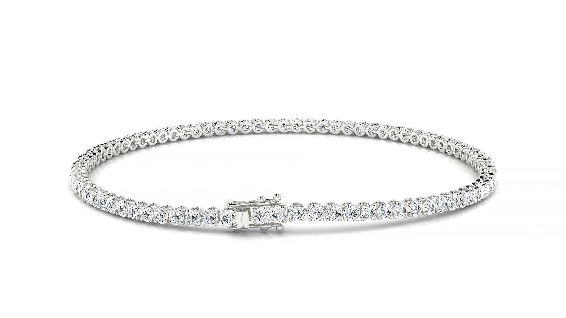 Firenze | 18k White Gold 2 mm Round Lab-Grown Diamond 15 cm Tennis Bracelet
