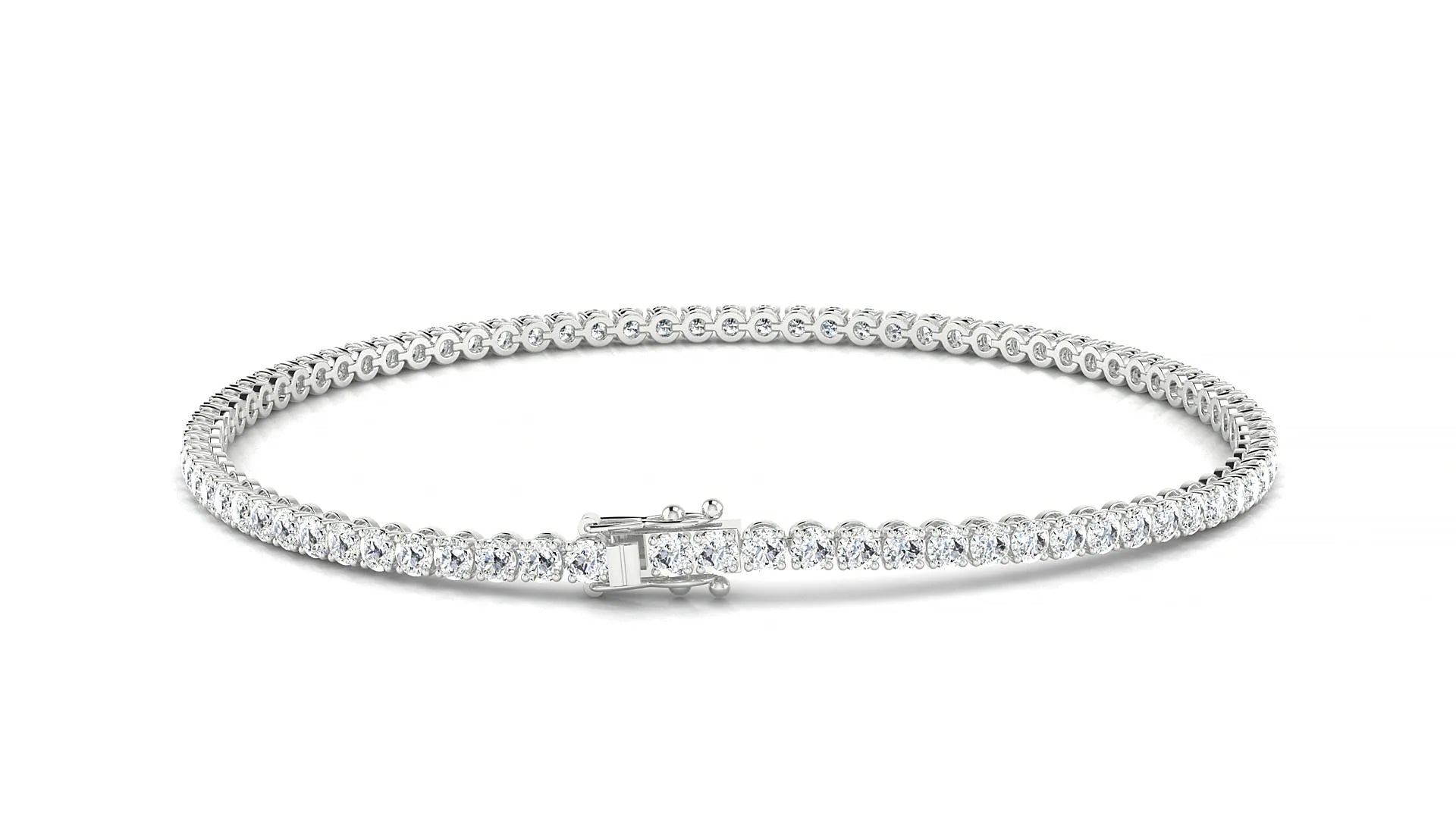 Firenze | 18k White Gold 2 mm Round Lab-Grown Diamond 18 cm Tennis Bracelet