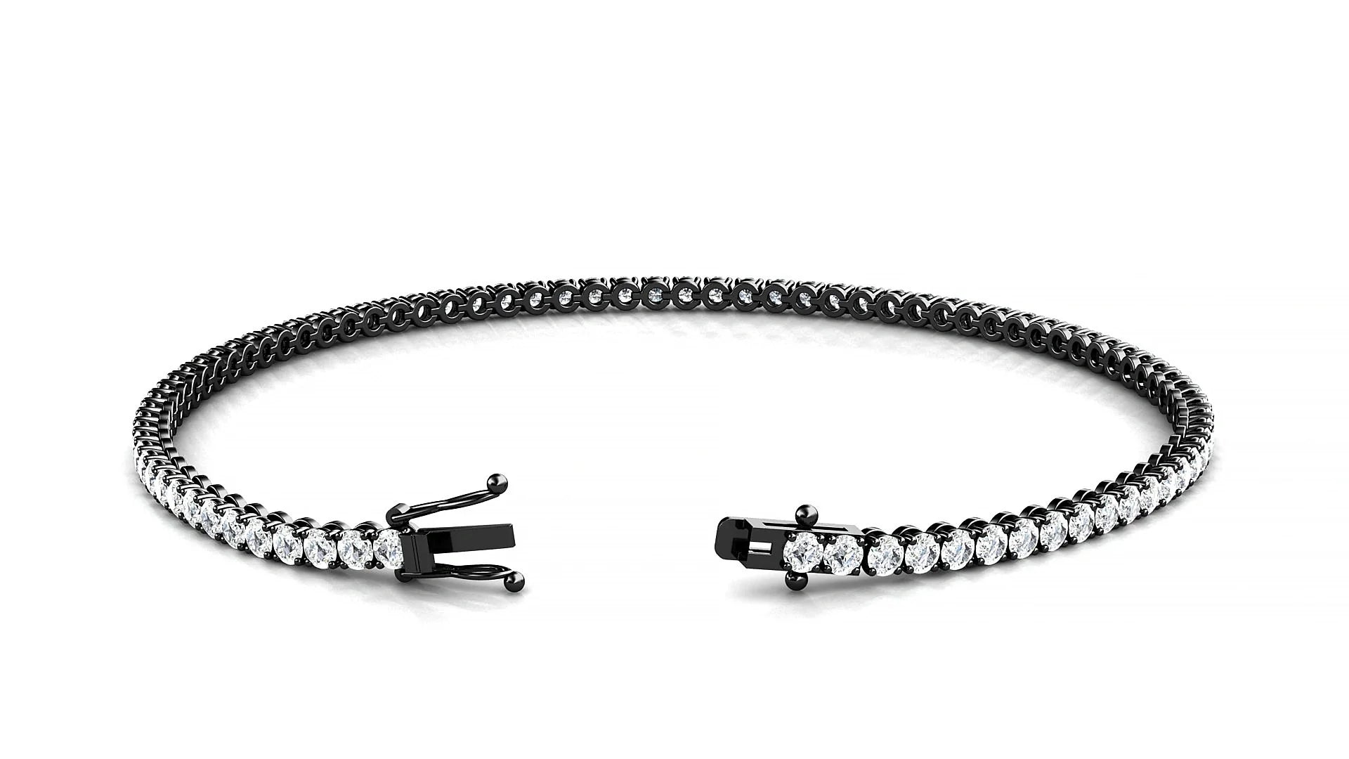 Firenze | 18k Black Gold 2 mm Round Lab-Grown Diamond 18 cm Tennis Bracelet