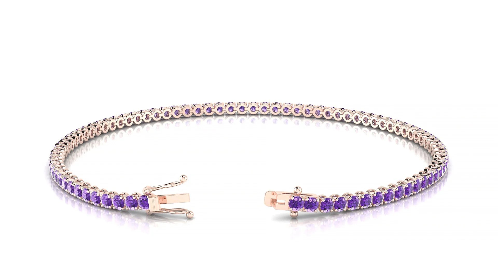 Firenze | 18k Rose Gold 2 mm Round Natural Amethyst Tennis Bracelet