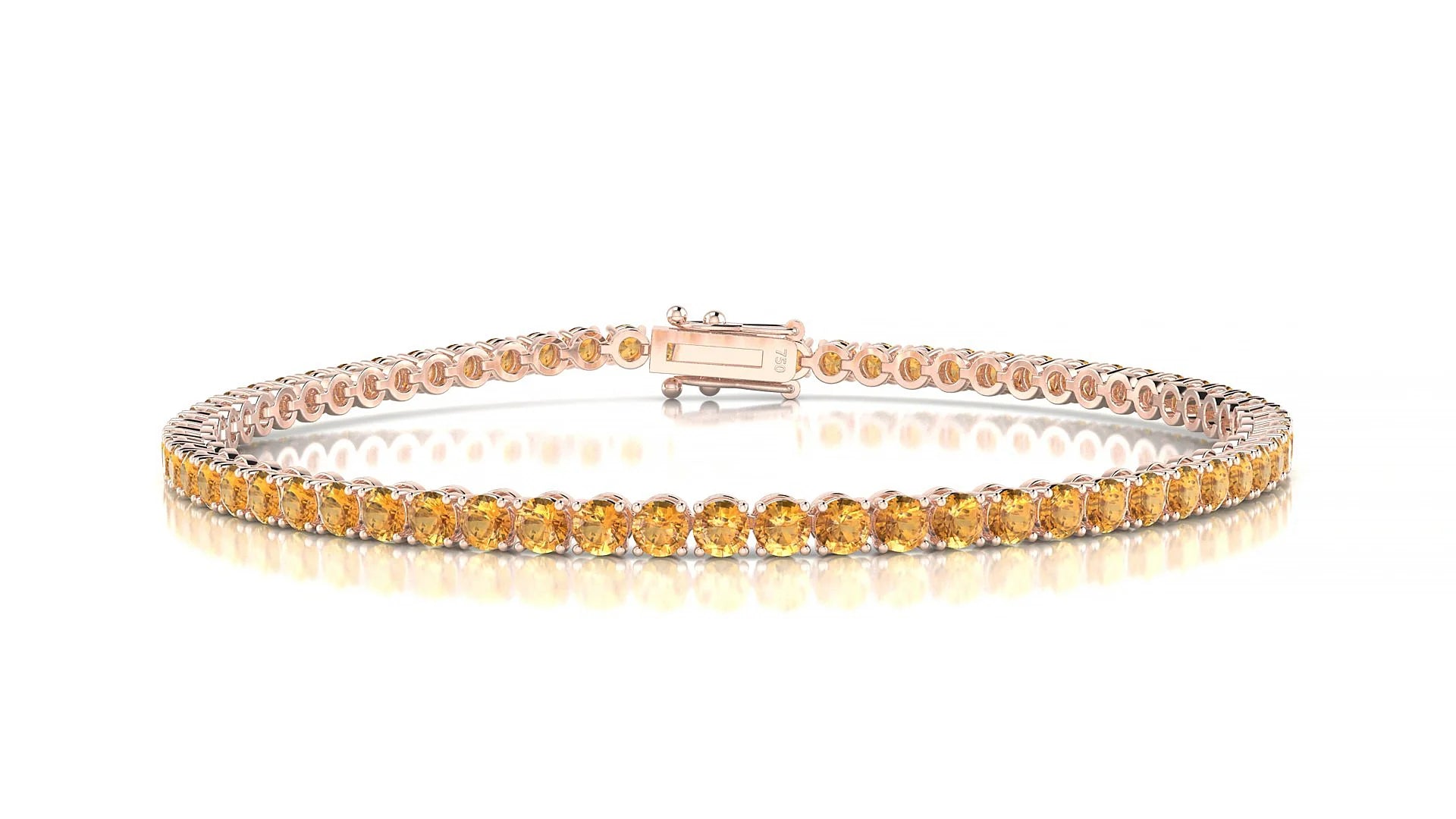 Firenze | 18k Rose Gold 2.5 mm Round Natural Citrine Tennis Bracelet