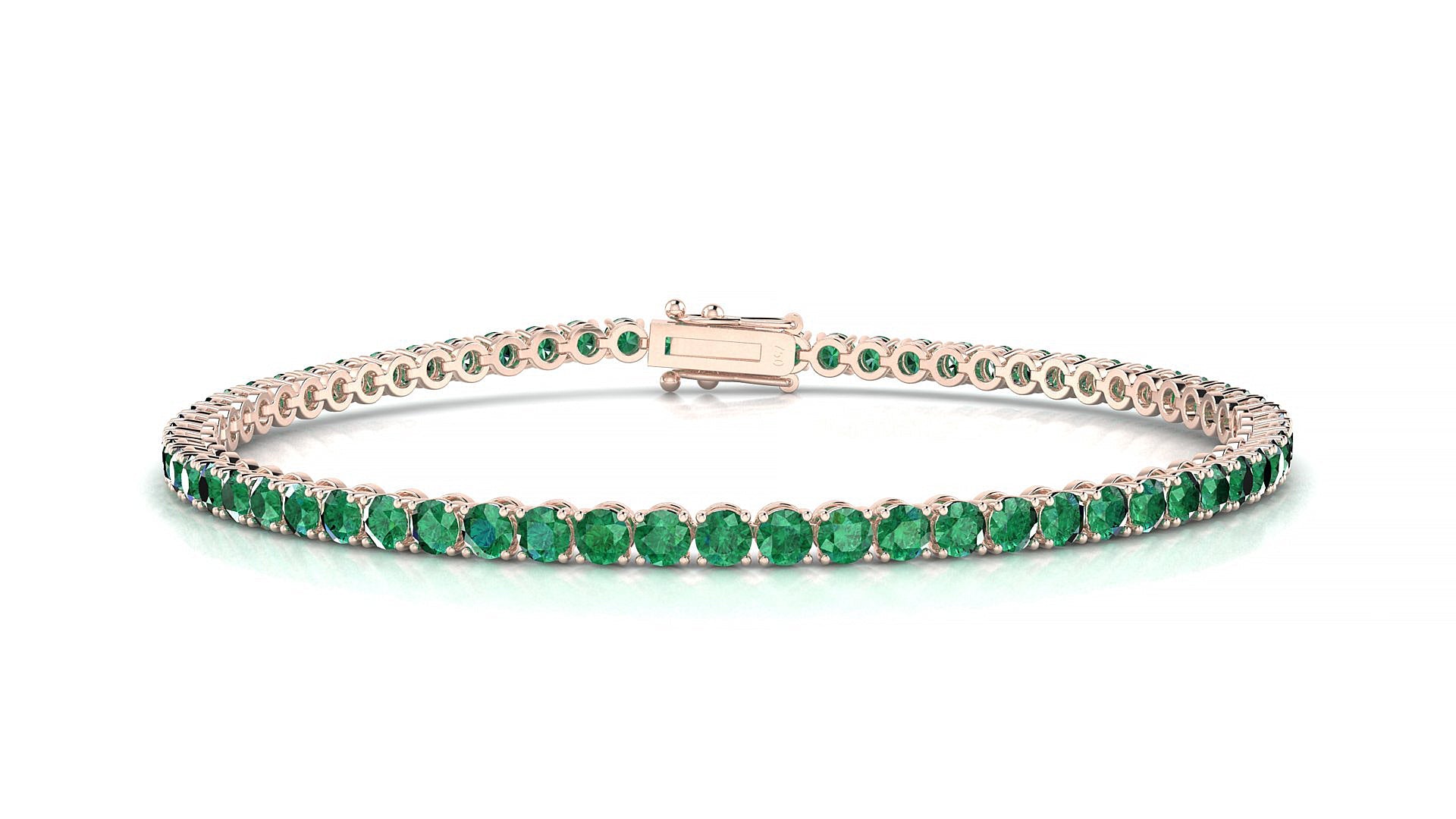 Firenze | 18k Rose Gold 2.5 mm Round Natural Emerald Tennis Bracelet
