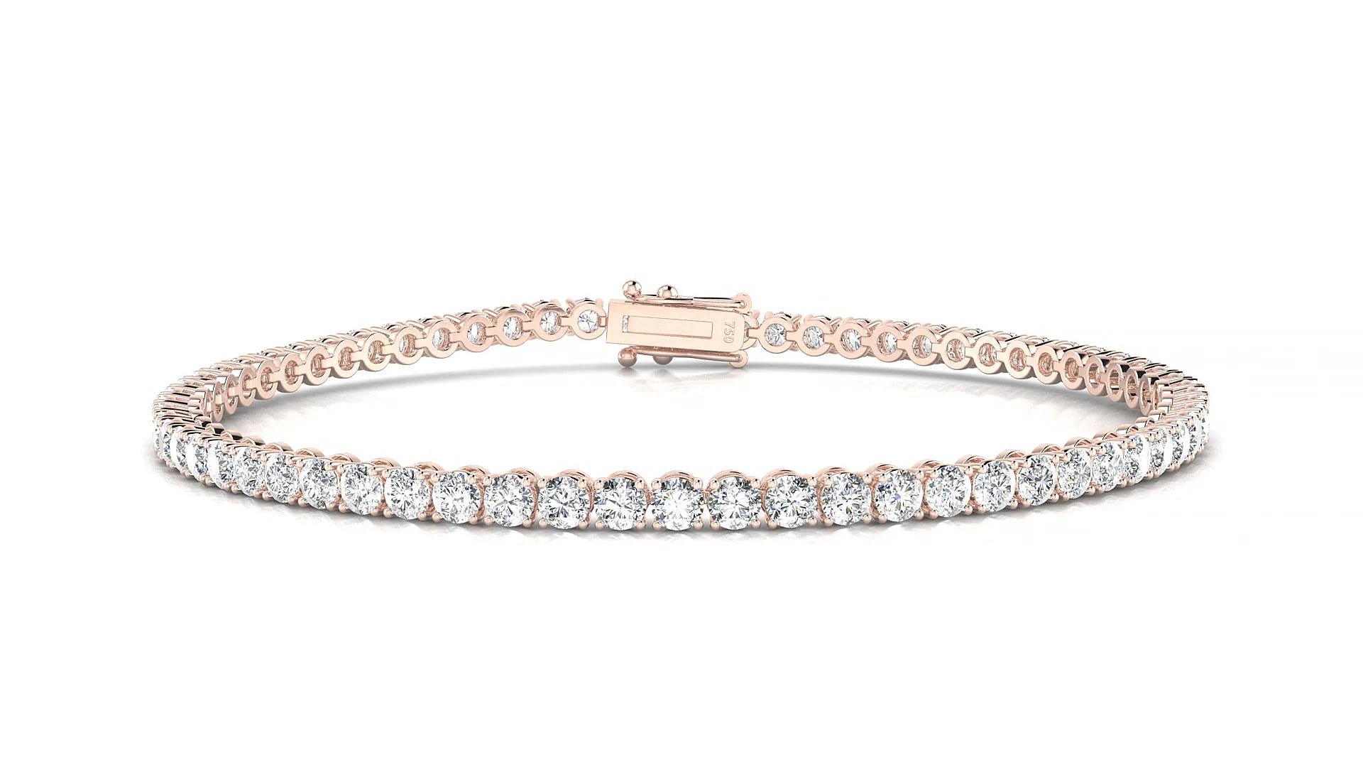 Firenze | 18k Rose Gold 2.5 mm Round Lab-Grown Diamond 18 cm Tennis Bracelet