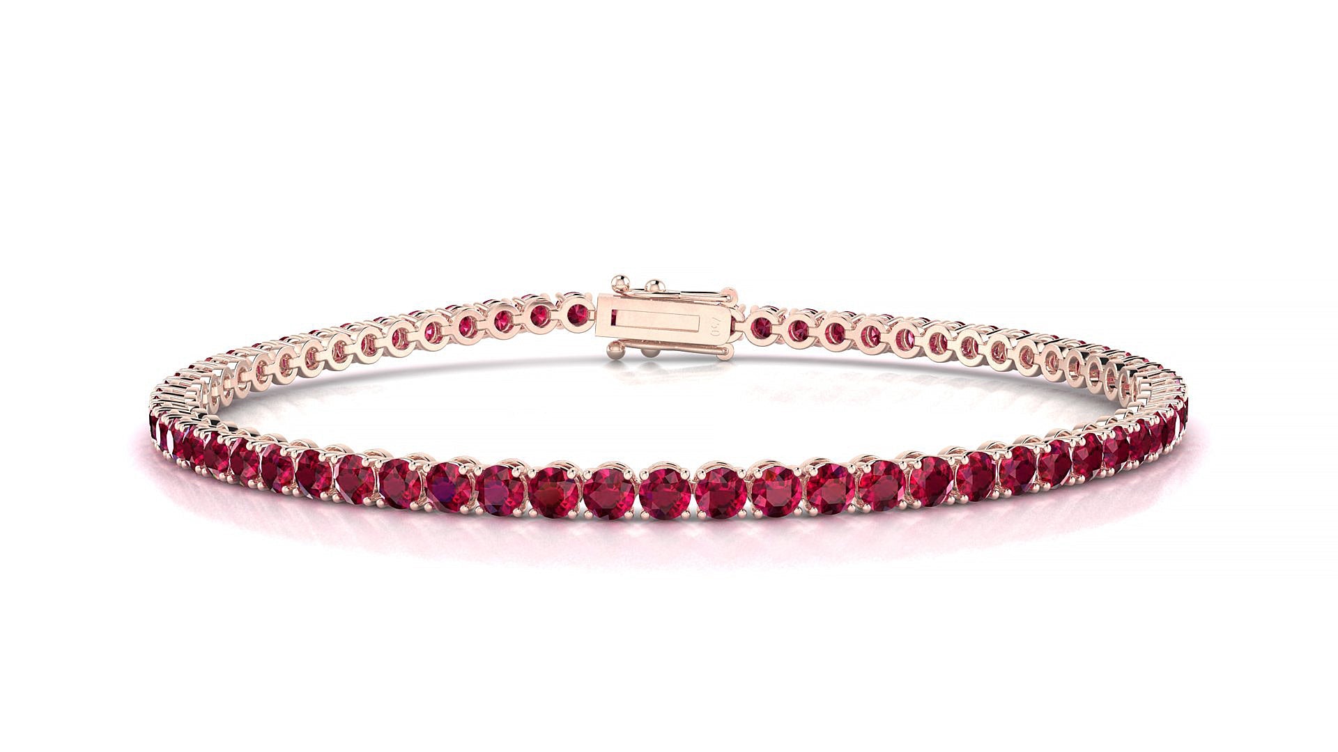Firenze | 18k Rose Gold 2.5 mm Round Natural Ruby Tennis Bracelet