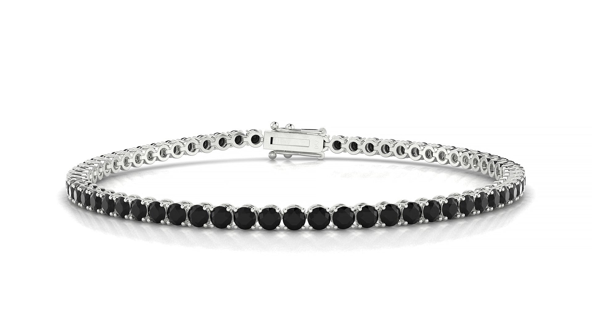 Firenze | 18k White Gold 2.5 mm Round Natural Black Diamond Tennis Bracelet