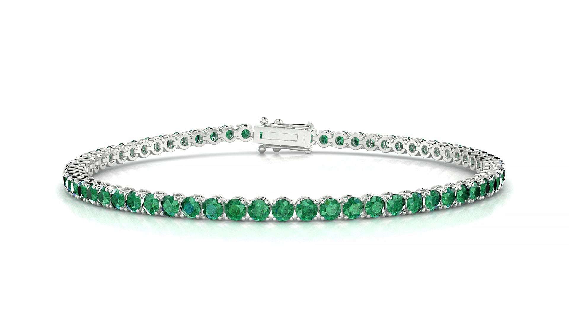 Firenze | 18k White Gold 2.5 mm Round Natural Emerald Tennis Bracelet