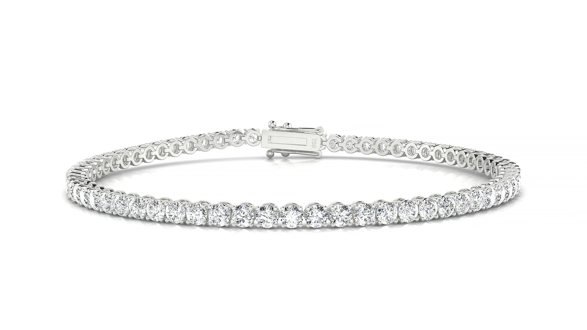 Firenze | 18k White Gold 2.5 mm Round Lab-Grown Diamond 18 cm Tennis Bracelet